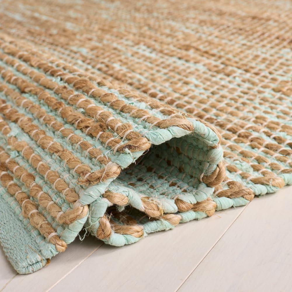 image:imageSAFAVIEH Area Rug 8x10 Cape Cod Collection Large Pink amp Natural Handmade Jute amp Cotton Ideal for Living Room Bedroom Dining Space CAP236UTurquoiseNatural