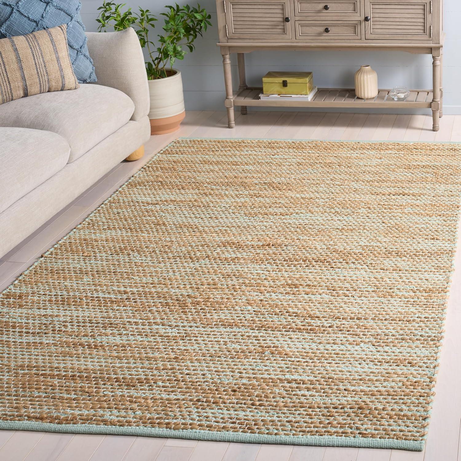 image:imageSAFAVIEH Area Rug 8x10 Cape Cod Collection Large Pink amp Natural Handmade Jute amp Cotton Ideal for Living Room Bedroom Dining Space CAP236UTurquoiseNatural