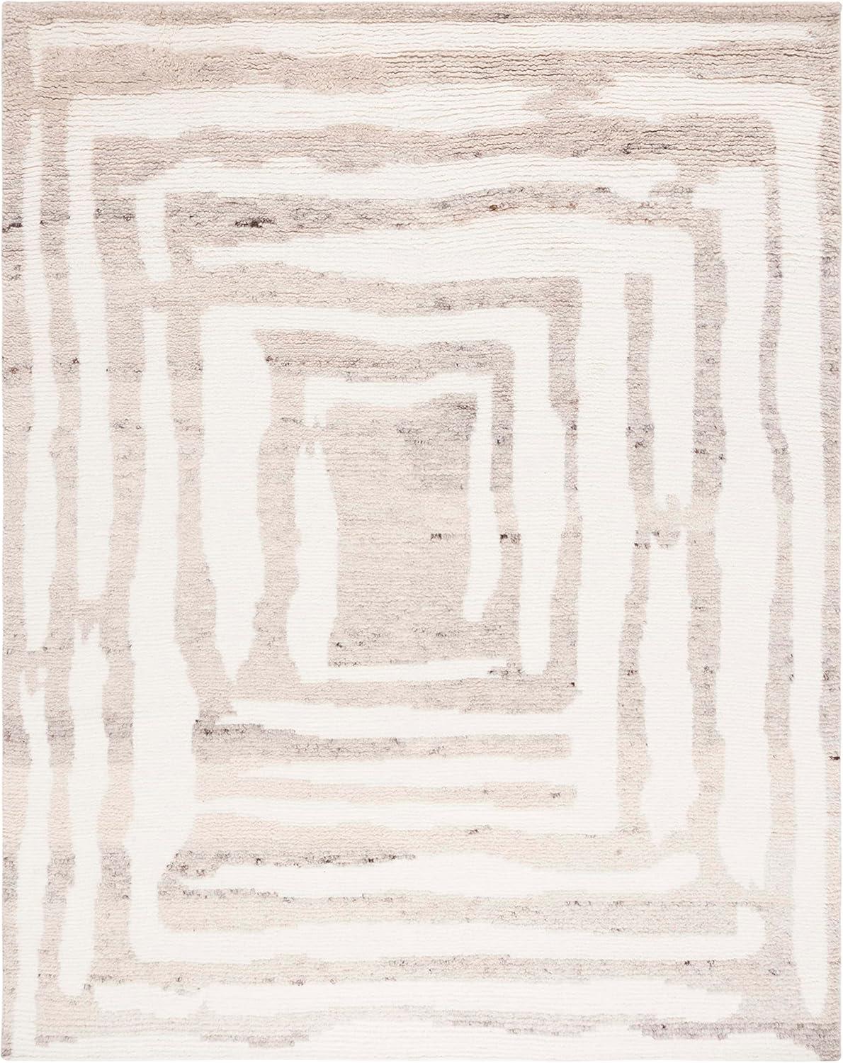 image:imageSAFAVIEH Area Rug 8x10 Casablanca Collection Large Ivory amp Grey HandKnotted New Zealand Wool Ideal for Living Room Bedroom Dining Space CSB541FIvoryBeige