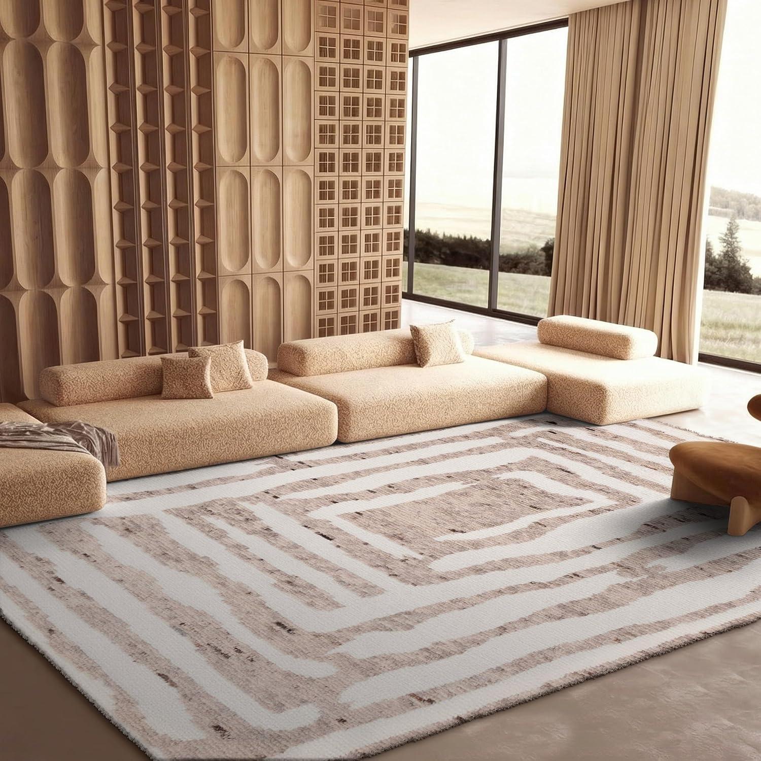image:imageSAFAVIEH Area Rug 8x10 Casablanca Collection Large Ivory amp Grey HandKnotted New Zealand Wool Ideal for Living Room Bedroom Dining Space CSB541FIvoryLight Brown