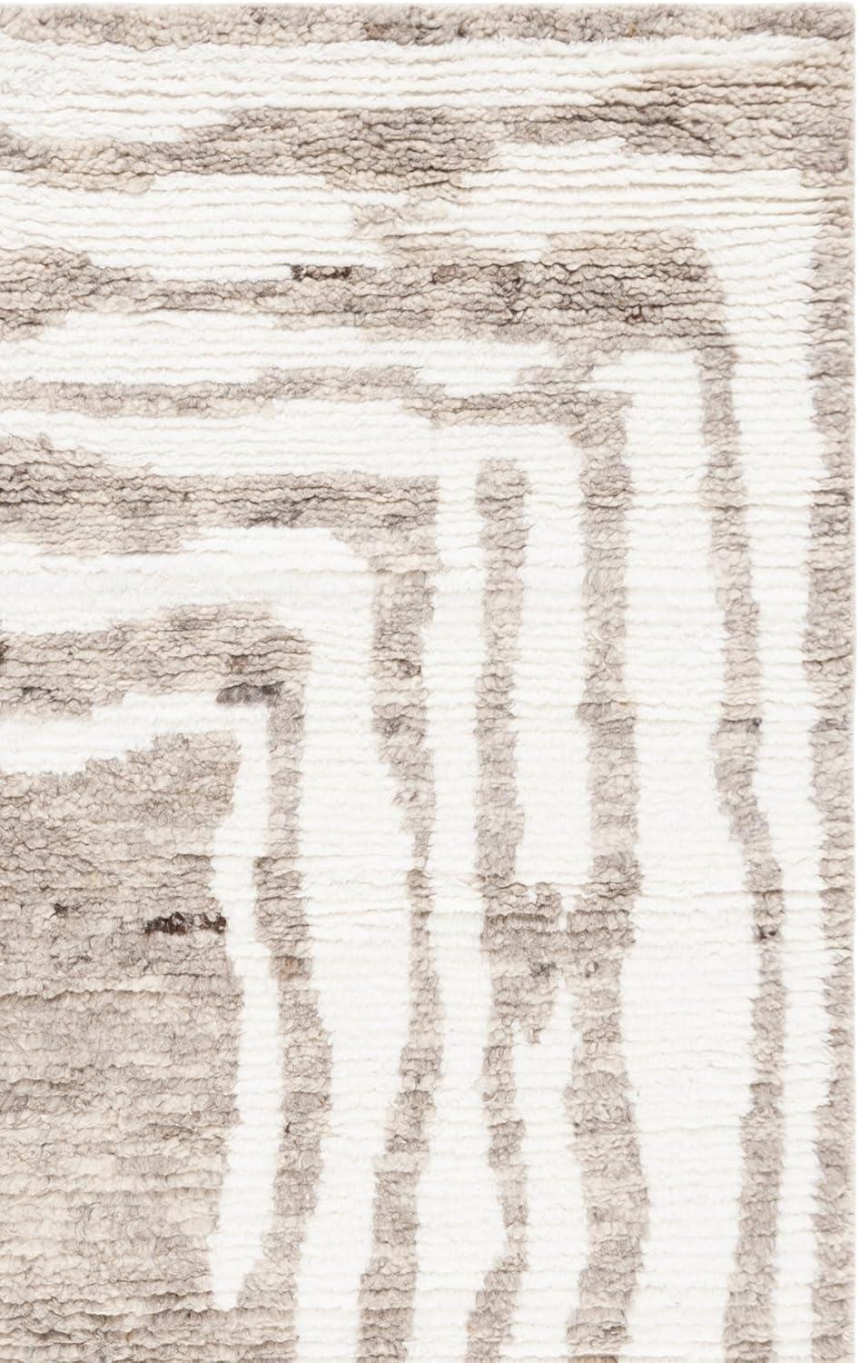 image:imageSAFAVIEH Area Rug 8x10 Casablanca Collection Large Ivory amp Grey HandKnotted New Zealand Wool Ideal for Living Room Bedroom Dining Space CSB541FIvoryLight Brown