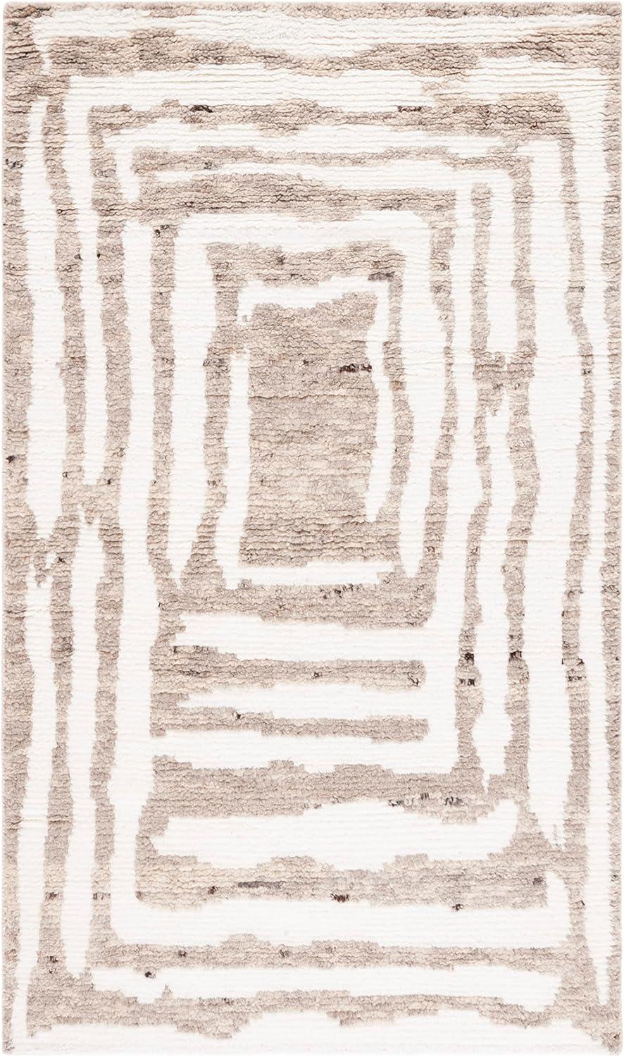 image:imageSAFAVIEH Area Rug 8x10 Casablanca Collection Large Ivory amp Grey HandKnotted New Zealand Wool Ideal for Living Room Bedroom Dining Space CSB541FIvoryLight Brown