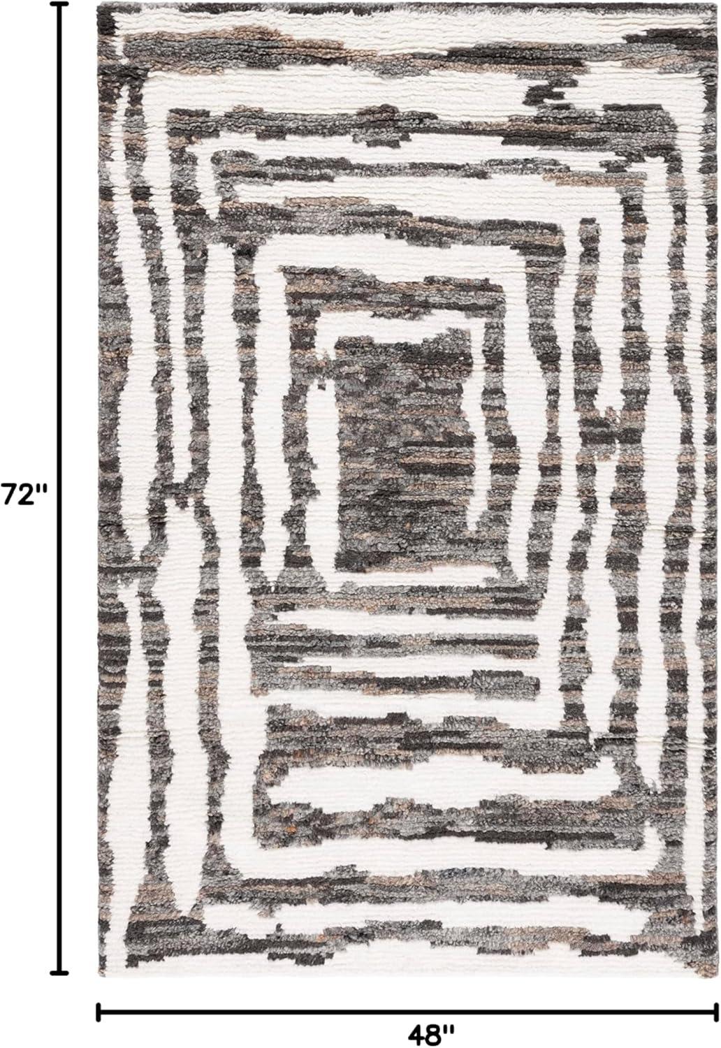 image:imageSAFAVIEH Area Rug 8x10 Casablanca Collection Large Ivory amp Grey HandKnotted New Zealand Wool Ideal for Living Room Bedroom Dining Space CSB541FIvoryCharcoal