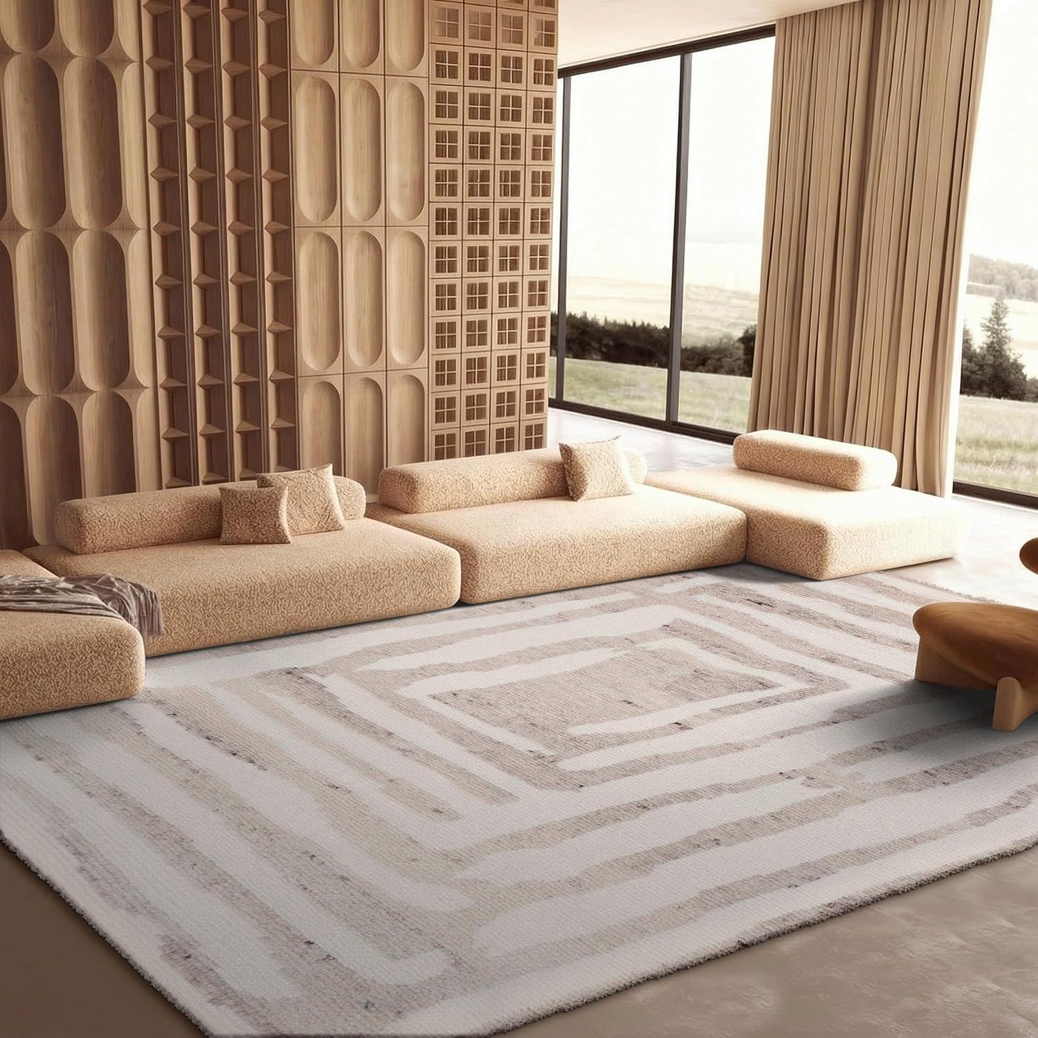 image:imageSAFAVIEH Area Rug 8x10 Casablanca Collection Large Ivory amp Grey HandKnotted New Zealand Wool Ideal for Living Room Bedroom Dining Space CSB541FIvoryBeige