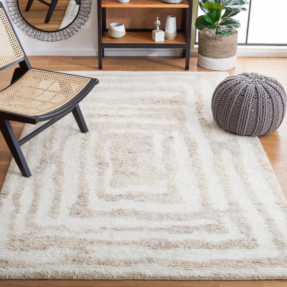 image:imageSAFAVIEH Area Rug 8x10 Casablanca Collection Large Ivory amp Grey HandKnotted New Zealand Wool Ideal for Living Room Bedroom Dining Space CSB541FIvoryBeige