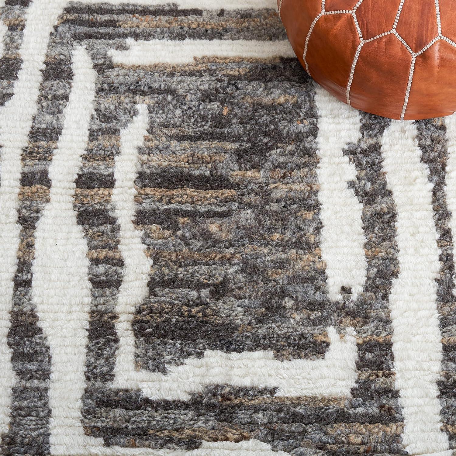 image:imageSAFAVIEH Area Rug 8x10 Casablanca Collection Large Ivory amp Grey HandKnotted New Zealand Wool Ideal for Living Room Bedroom Dining Space CSB541FIvoryCharcoal