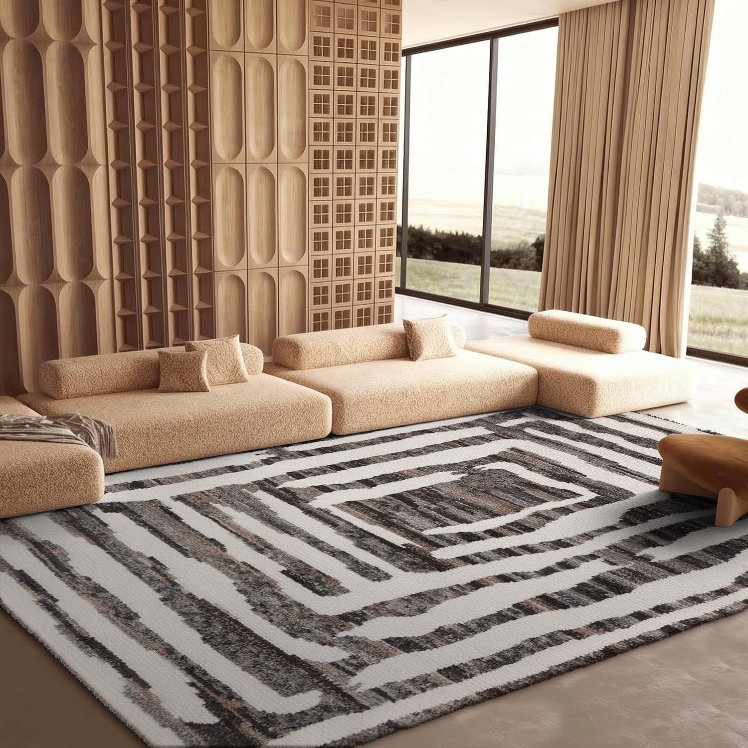 image:imageSAFAVIEH Area Rug 8x10 Casablanca Collection Large Ivory amp Grey HandKnotted New Zealand Wool Ideal for Living Room Bedroom Dining Space CSB541FIvoryCharcoal