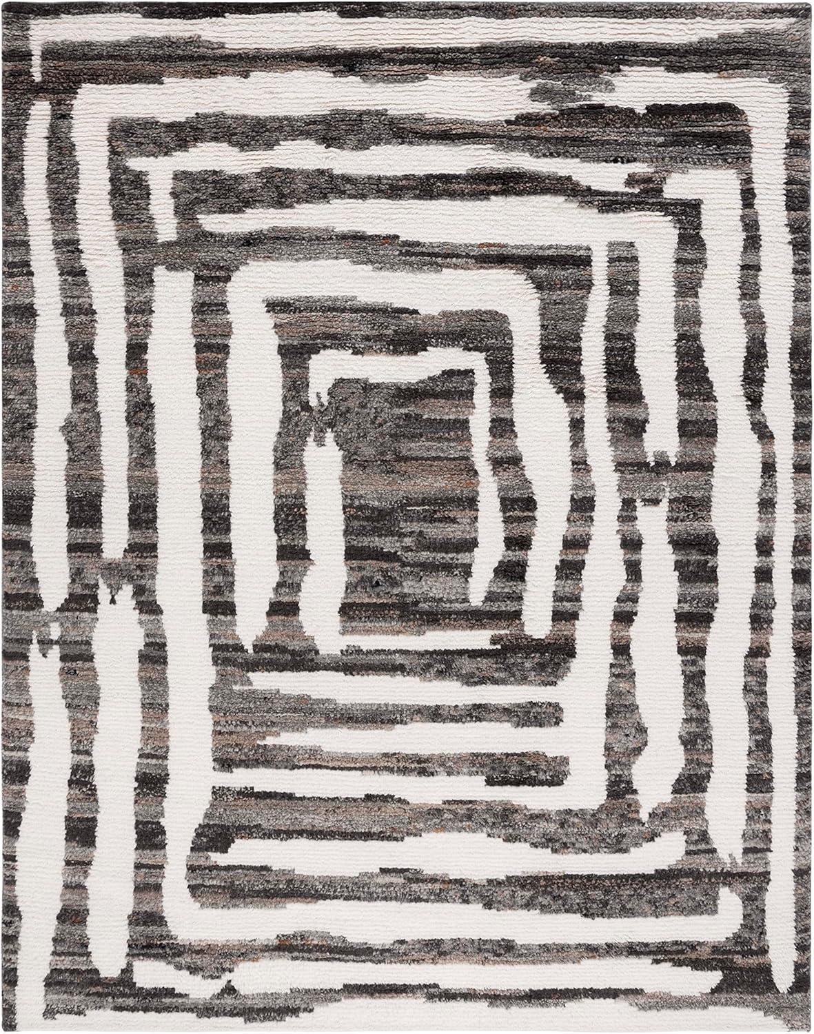 image:imageSAFAVIEH Area Rug 8x10 Casablanca Collection Large Ivory amp Grey HandKnotted New Zealand Wool Ideal for Living Room Bedroom Dining Space CSB541FIvoryCharcoal