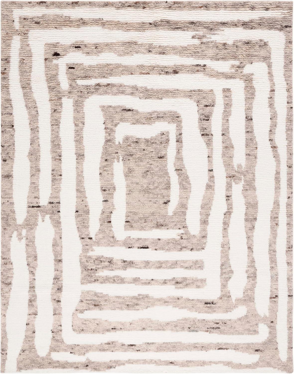 image:imageSAFAVIEH Area Rug 8x10 Casablanca Collection Large Ivory amp Grey HandKnotted New Zealand Wool Ideal for Living Room Bedroom Dining Space CSB541FIvoryLight Brown