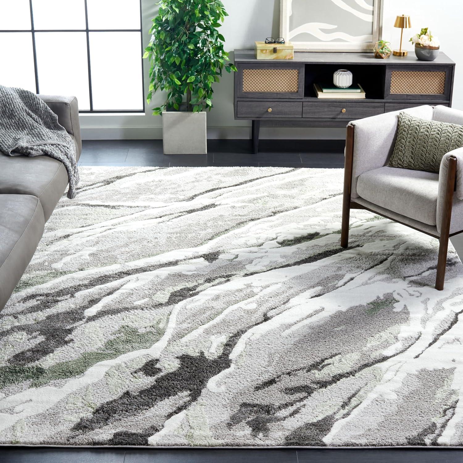 image:imageSAFAVIEH Area Rug 8x10 Century Collection Large Grey amp Green Modern Abstract Design NonShedding amp Easy Cleaning Ideal for Living Room Bedroom Office Dining Space CTY324FGreyGreen
