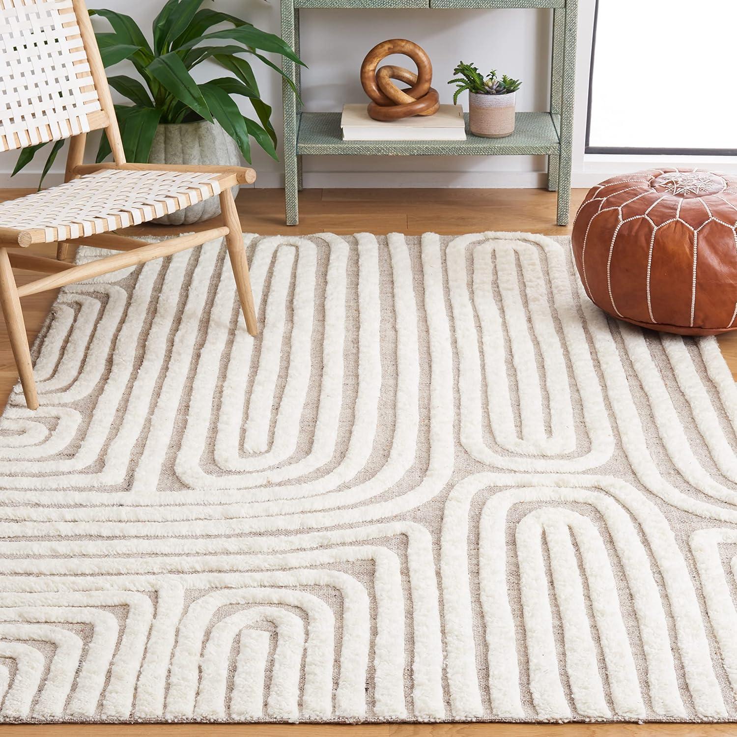image:imageSAFAVIEH Area Rug 8x10 Cyrus Shag Collection Large Blue amp Beige Modern Abstract Design NonShedding amp Easy Cleaning Ideal for Living Room Bedroom Office Dining Space CYR121MBeigeIvory