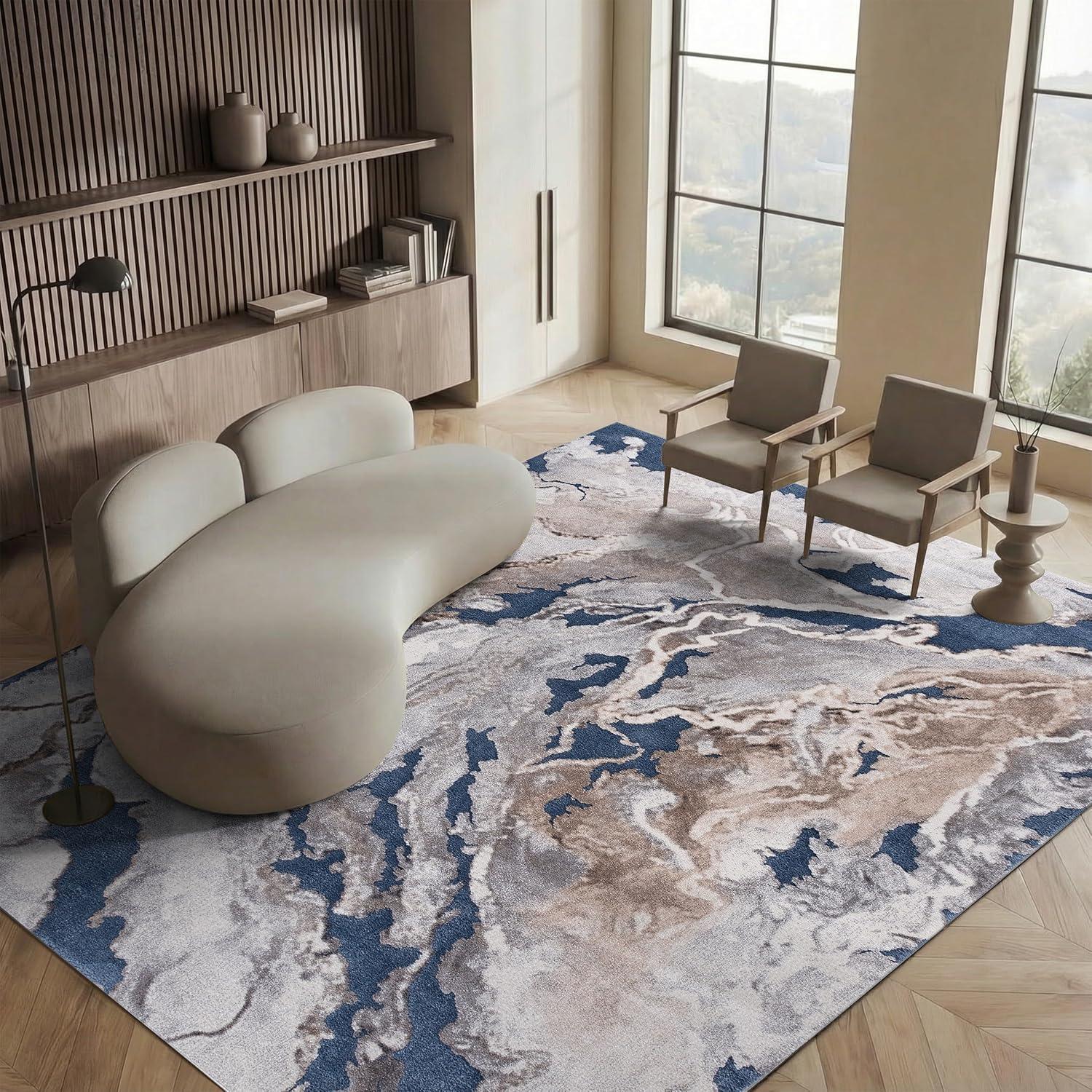 image:imageSAFAVIEH Area Rug 8x10 Cyrus Shag Collection Large Blue amp Beige Modern Abstract Design NonShedding amp Easy Cleaning Ideal for Living Room Bedroom Office Dining Space CYR121MBlueBeige