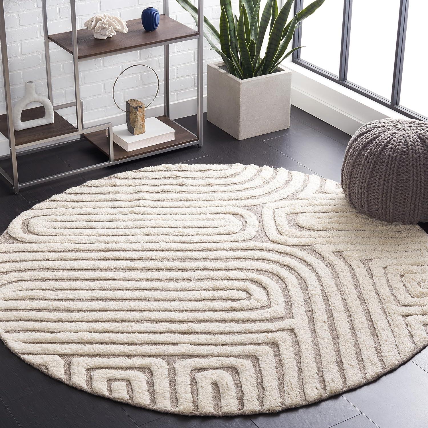 image:imageSAFAVIEH Area Rug 8x10 Cyrus Shag Collection Large Blue amp Beige Modern Abstract Design NonShedding amp Easy Cleaning Ideal for Living Room Bedroom Office Dining Space CYR121MBeigeIvory