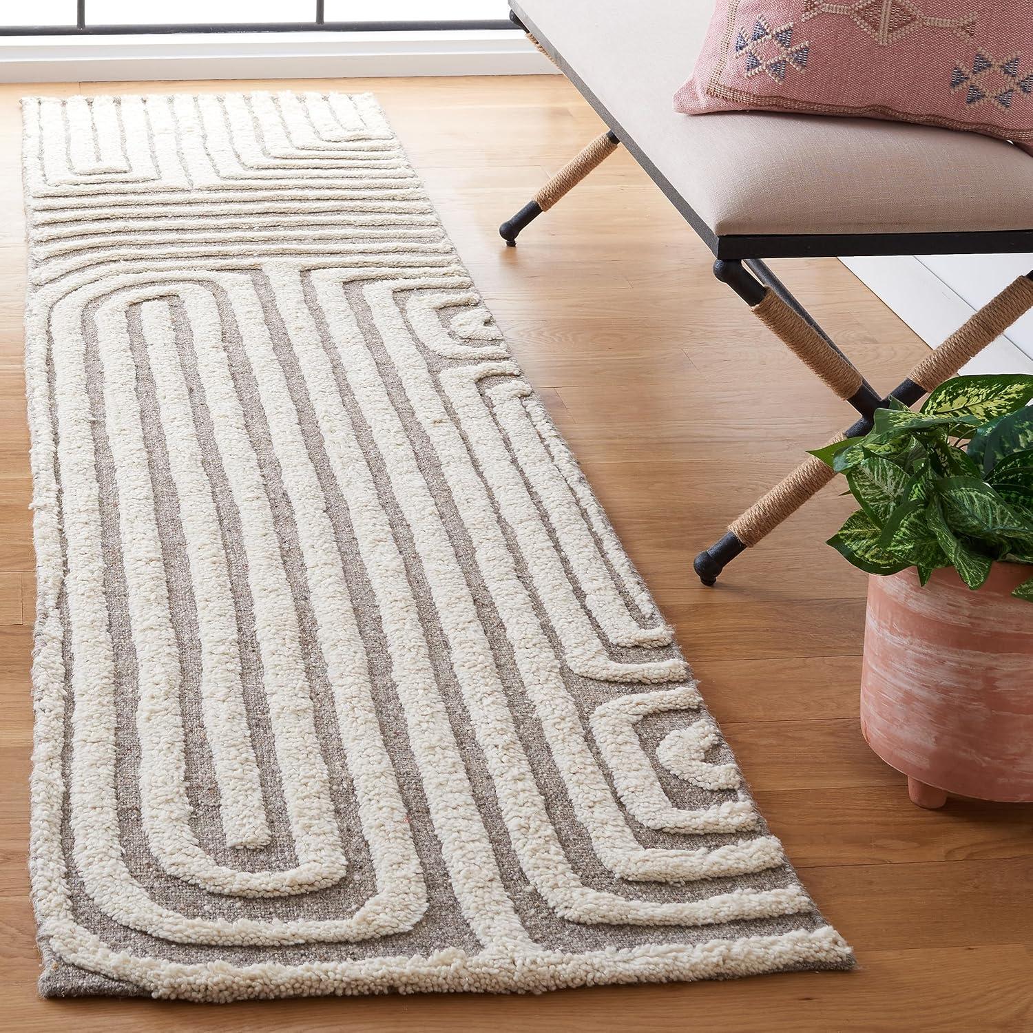 image:imageSAFAVIEH Area Rug 8x10 Cyrus Shag Collection Large Blue amp Beige Modern Abstract Design NonShedding amp Easy Cleaning Ideal for Living Room Bedroom Office Dining Space CYR121MBeigeIvory