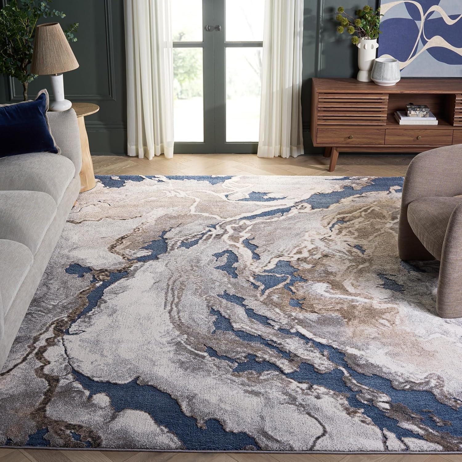 image:imageSAFAVIEH Area Rug 8x10 Cyrus Shag Collection Large Blue amp Beige Modern Abstract Design NonShedding amp Easy Cleaning Ideal for Living Room Bedroom Office Dining Space CYR121MBlueBeige