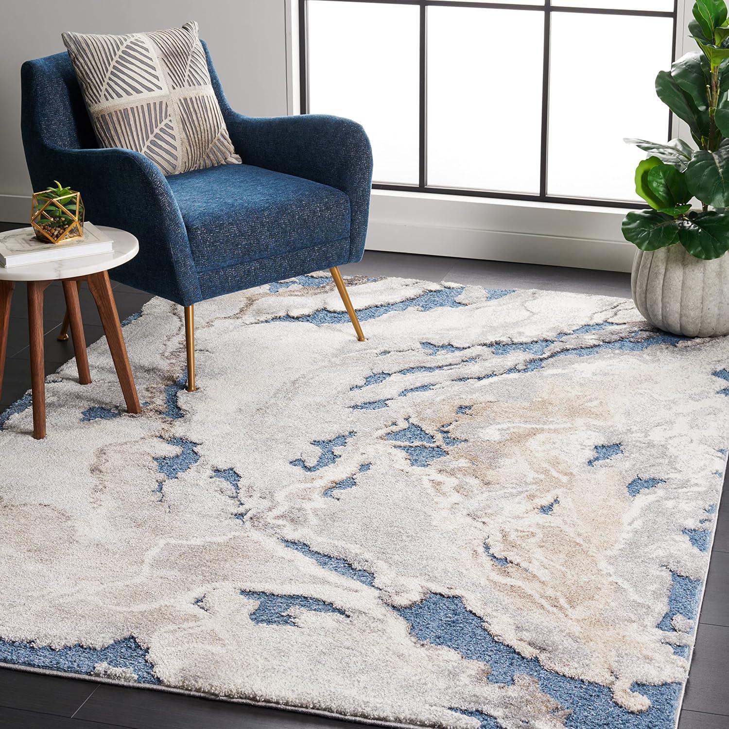 image:imageSAFAVIEH Area Rug 8x10 Cyrus Shag Collection Large Blue amp Beige Modern Abstract Design NonShedding amp Easy Cleaning Ideal for Living Room Bedroom Office Dining Space CYR121MBlueBeige