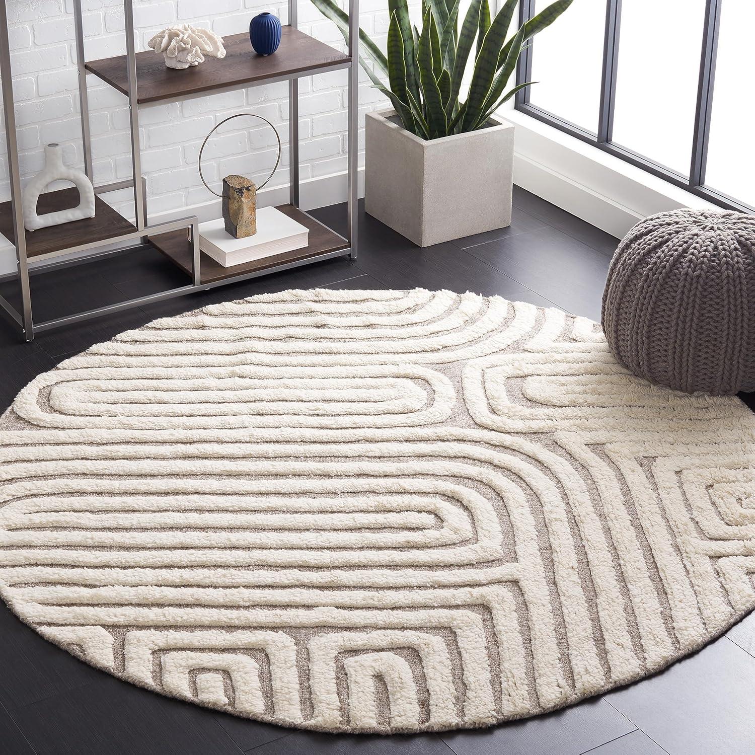 image:imageSAFAVIEH Area Rug 8x10 Cyrus Shag Collection Large Blue amp Beige Modern Abstract Design NonShedding amp Easy Cleaning Ideal for Living Room Bedroom Office Dining Space CYR121MBeigeIvory