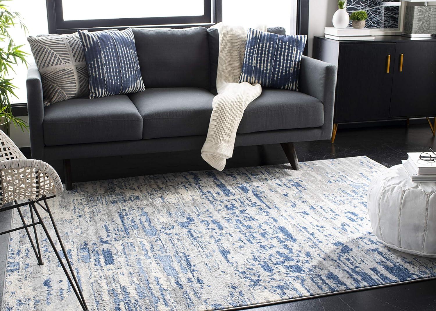 image:imageSAFAVIEH Area Rug 8x10 Jasper Collection Large Grey amp Blue Modern Abstract Design NonShedding amp Easy Cleaning Ideal for Living Room Bedroom Office Dining Space JSP107GIvoryBlue