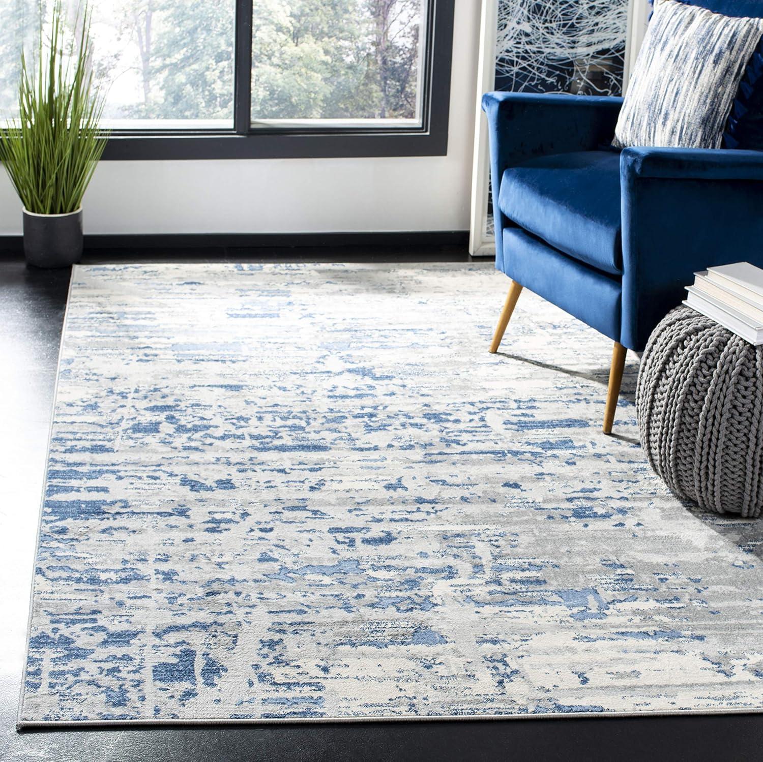 image:imageSAFAVIEH Area Rug 8x10 Jasper Collection Large Grey amp Blue Modern Abstract Design NonShedding amp Easy Cleaning Ideal for Living Room Bedroom Office Dining Space JSP107GIvoryBlue