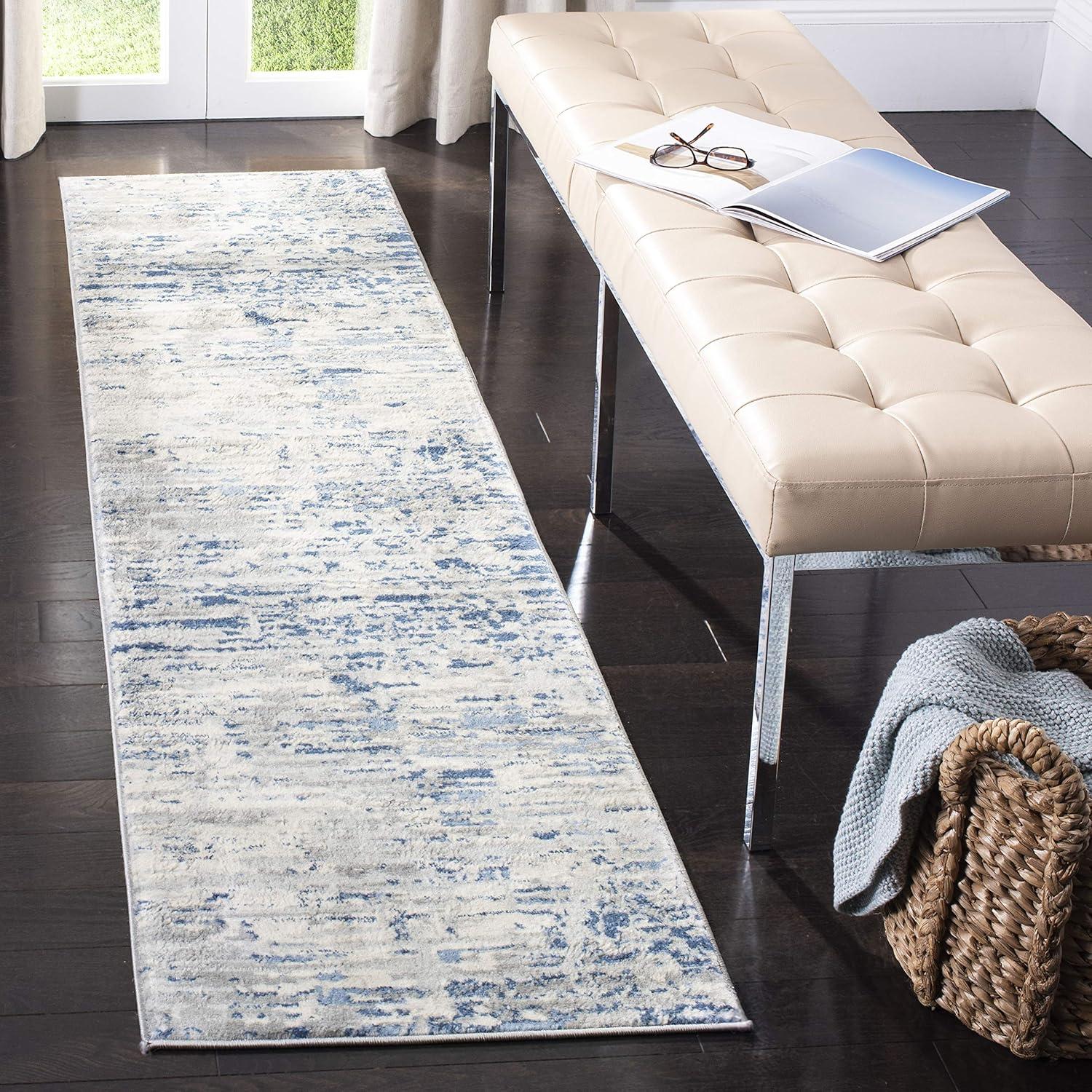 image:imageSAFAVIEH Area Rug 8x10 Jasper Collection Large Grey amp Blue Modern Abstract Design NonShedding amp Easy Cleaning Ideal for Living Room Bedroom Office Dining Space JSP107GIvoryBlue