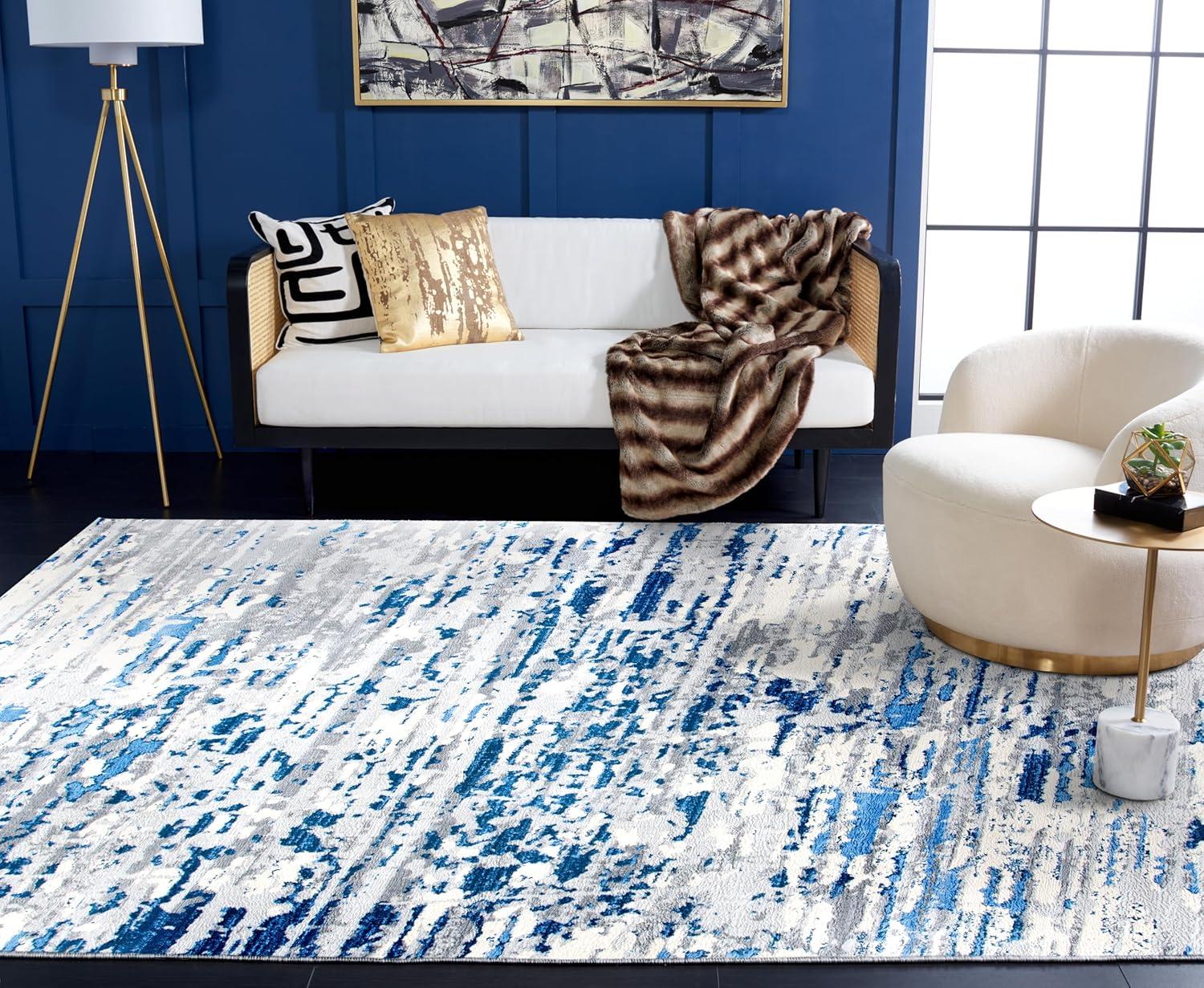 image:imageSAFAVIEH Area Rug 8x10 Jasper Collection Large Grey amp Blue Modern Abstract Design NonShedding amp Easy Cleaning Ideal for Living Room Bedroom Office Dining Space JSP107GIvoryBlue