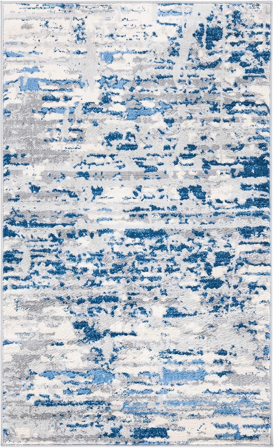 image:imageSAFAVIEH Area Rug 8x10 Jasper Collection Large Grey amp Blue Modern Abstract Design NonShedding amp Easy Cleaning Ideal for Living Room Bedroom Office Dining Space JSP107GIvoryBlue