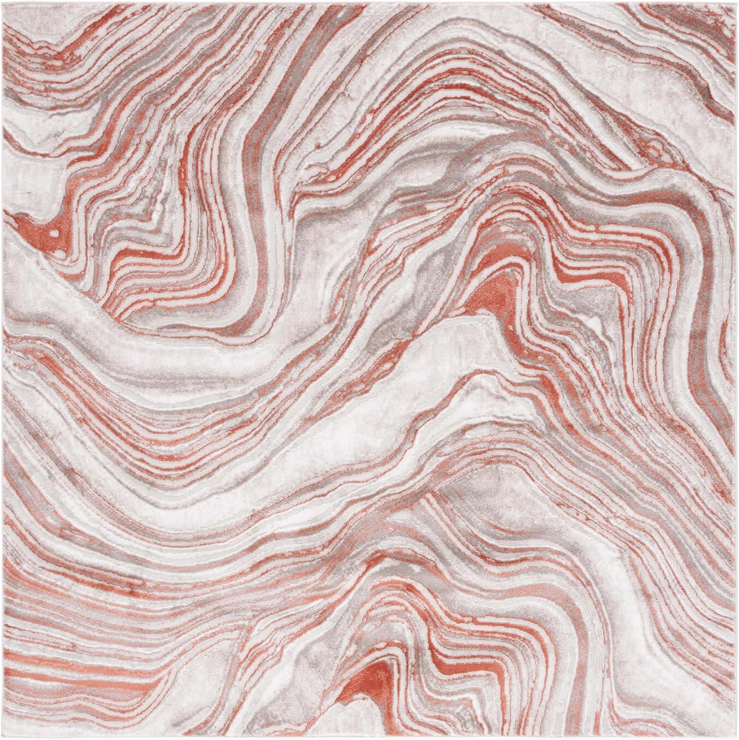 image:imageSAFAVIEH Area Rug 8x10 Meadow Collection Large Rust amp Ivory Modern Abstract Design NonShedding amp Easy Cleaning Ideal for Living Room Bedroom Office Dining Space MDW564PRustIvory