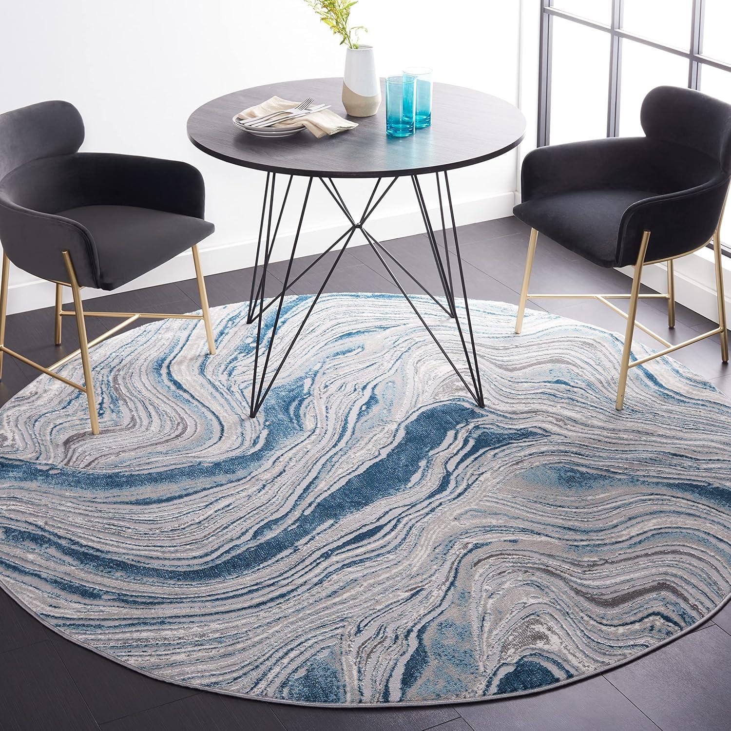 image:imageSAFAVIEH Area Rug 8x10 Meadow Collection Large Rust amp Ivory Modern Abstract Design NonShedding amp Easy Cleaning Ideal for Living Room Bedroom Office Dining Space MDW564PBlueGrey