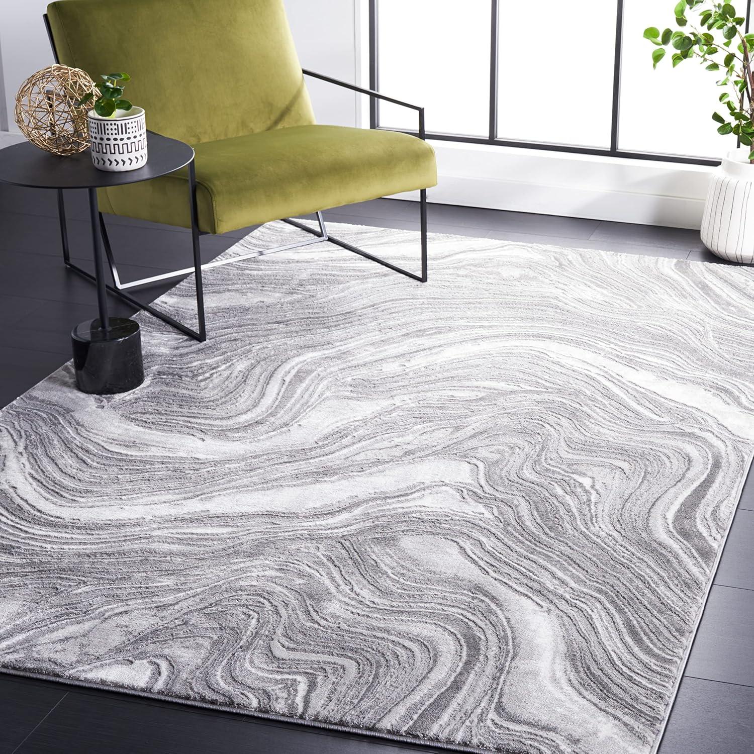image:imageSAFAVIEH Area Rug 8x10 Meadow Collection Large Rust amp Ivory Modern Abstract Design NonShedding amp Easy Cleaning Ideal for Living Room Bedroom Office Dining Space MDW564PGrey