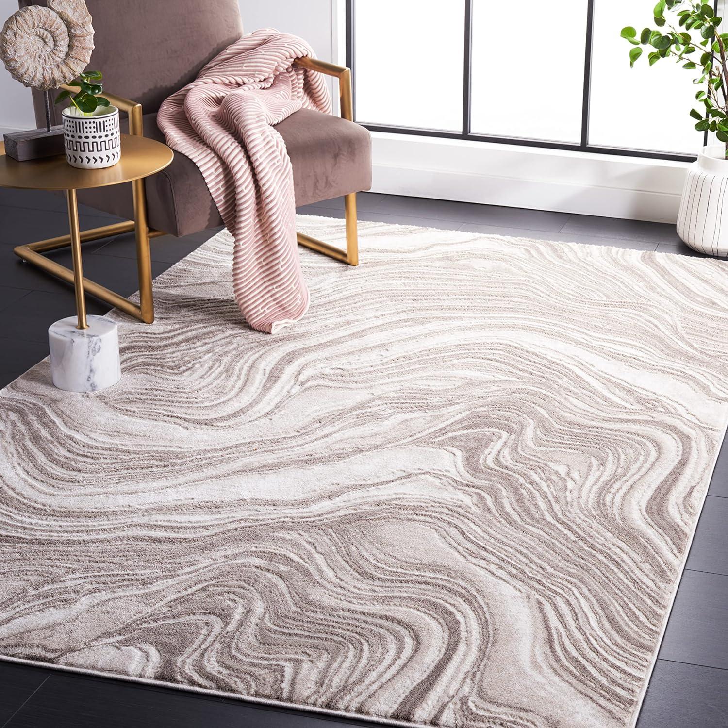 image:imageSAFAVIEH Area Rug 8x10 Meadow Collection Large Rust amp Ivory Modern Abstract Design NonShedding amp Easy Cleaning Ideal for Living Room Bedroom Office Dining Space MDW564PBeige