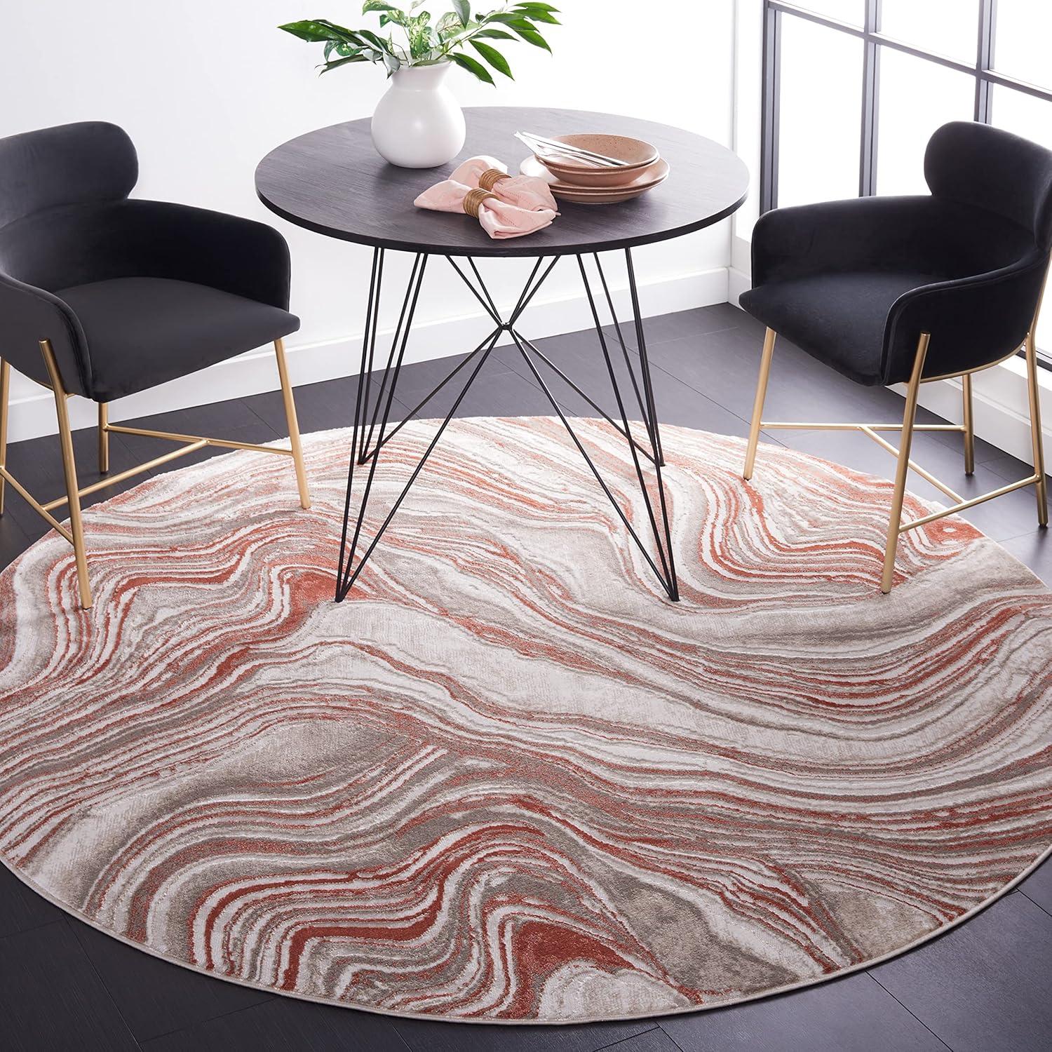 image:imageSAFAVIEH Area Rug 8x10 Meadow Collection Large Rust amp Ivory Modern Abstract Design NonShedding amp Easy Cleaning Ideal for Living Room Bedroom Office Dining Space MDW564PRustIvory