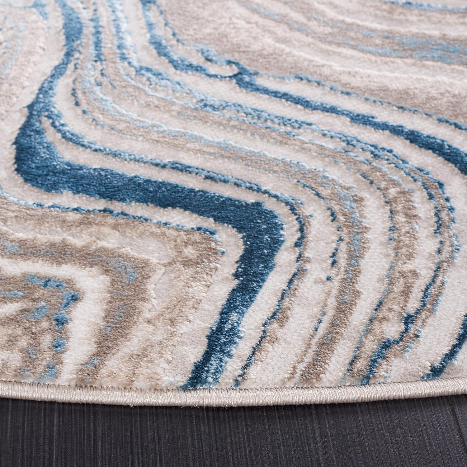 image:imageSAFAVIEH Area Rug 8x10 Meadow Collection Large Rust amp Ivory Modern Abstract Design NonShedding amp Easy Cleaning Ideal for Living Room Bedroom Office Dining Space MDW564PBeigeBlue