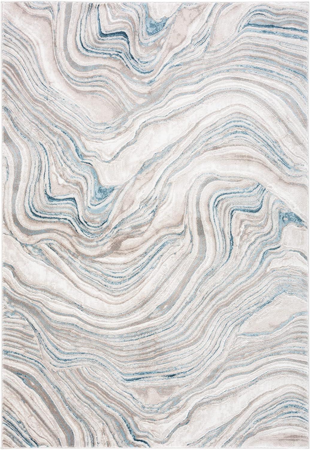 image:imageSAFAVIEH Area Rug 8x10 Meadow Collection Large Rust amp Ivory Modern Abstract Design NonShedding amp Easy Cleaning Ideal for Living Room Bedroom Office Dining Space MDW564PBeigeBlue