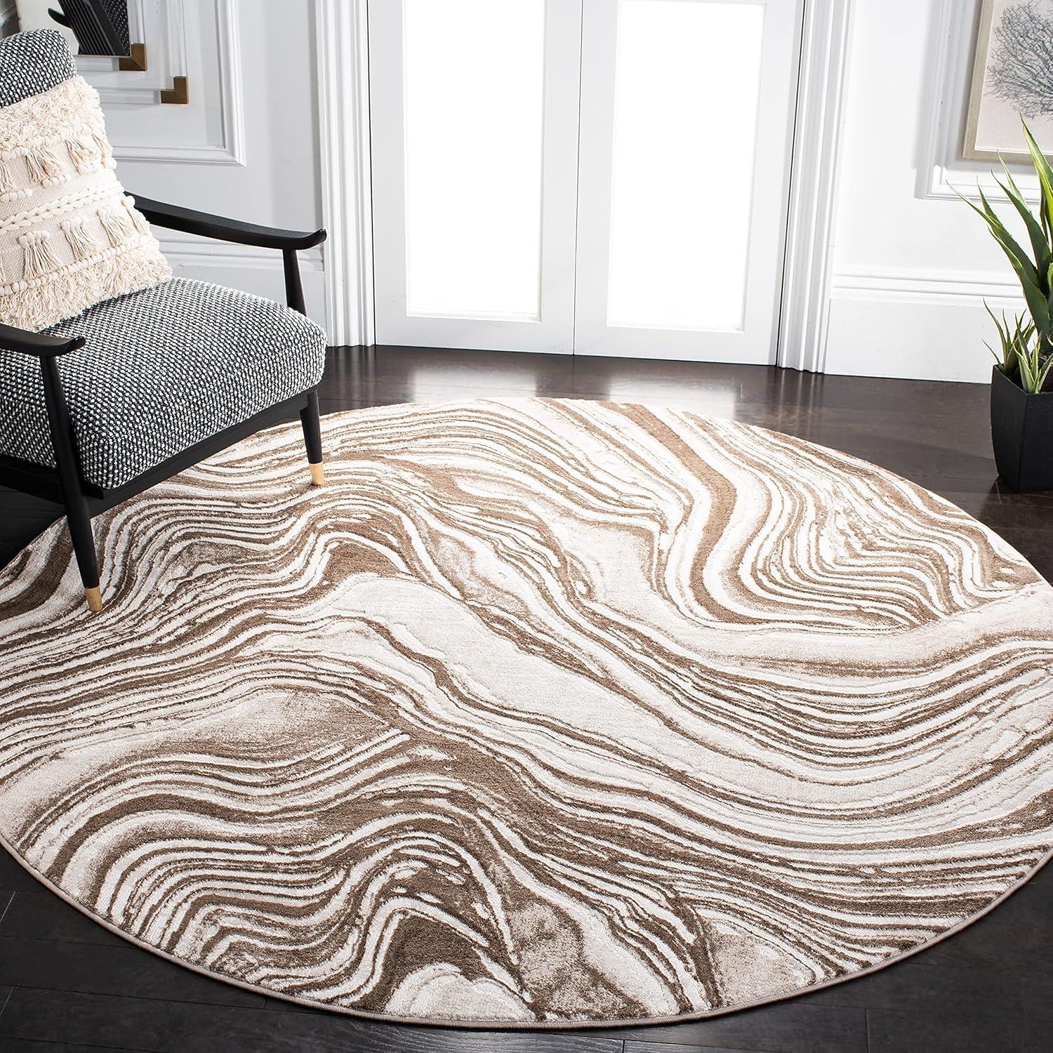 image:imageSAFAVIEH Area Rug 8x10 Meadow Collection Large Rust amp Ivory Modern Abstract Design NonShedding amp Easy Cleaning Ideal for Living Room Bedroom Office Dining Space MDW564PBeigeBrown