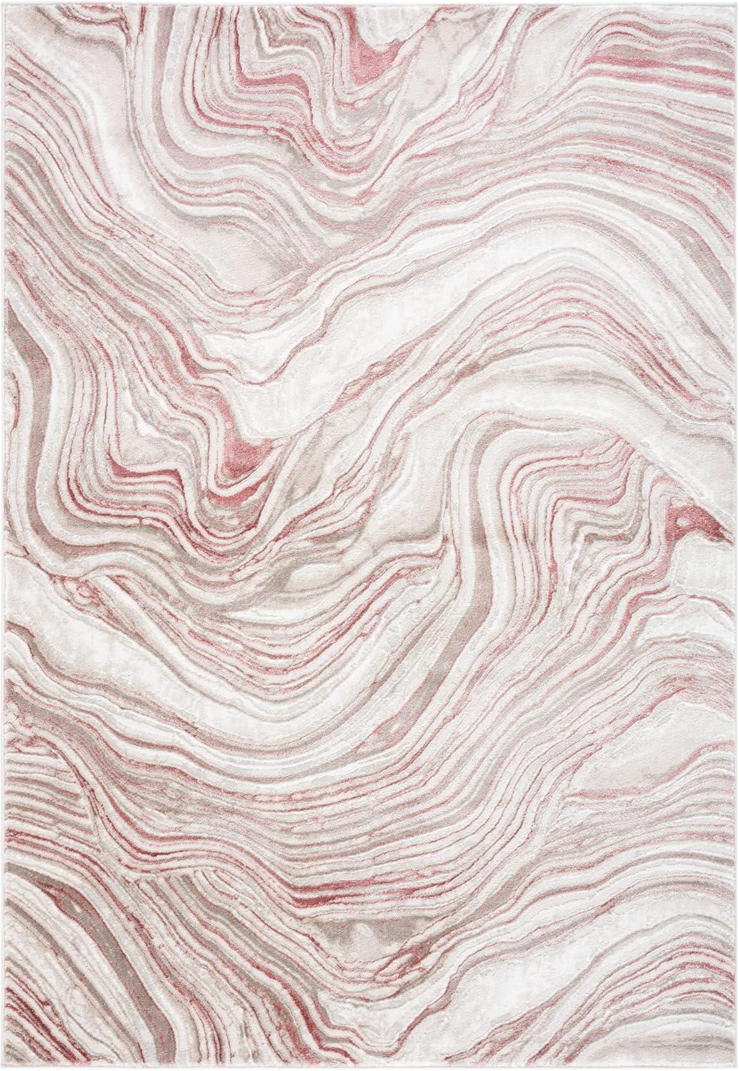 image:imageSAFAVIEH Area Rug 8x10 Meadow Collection Large Rust amp Ivory Modern Abstract Design NonShedding amp Easy Cleaning Ideal for Living Room Bedroom Office Dining Space MDW564PPinkBeige