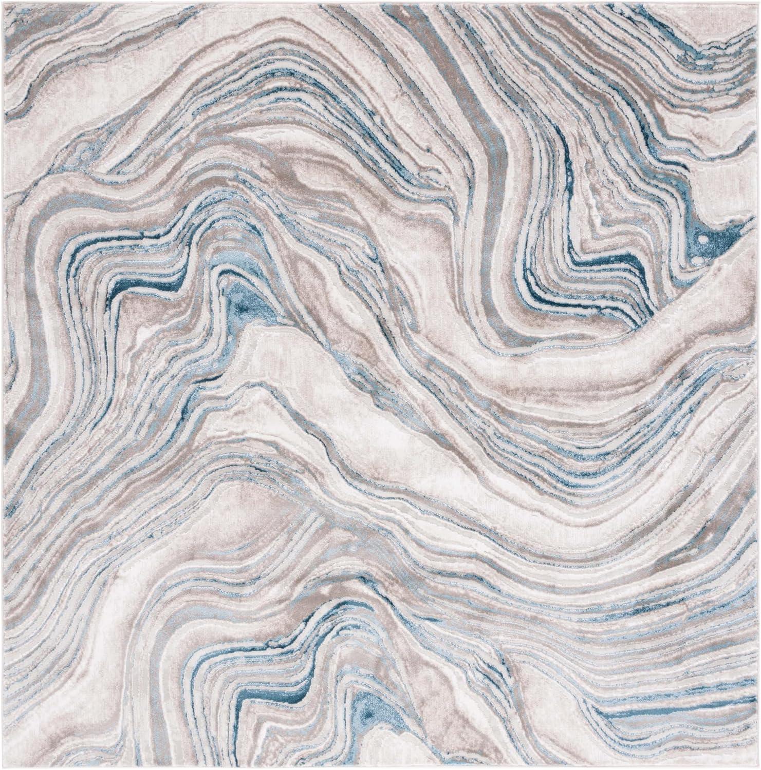 image:imageSAFAVIEH Area Rug 8x10 Meadow Collection Large Rust amp Ivory Modern Abstract Design NonShedding amp Easy Cleaning Ideal for Living Room Bedroom Office Dining Space MDW564PBeigeBlue