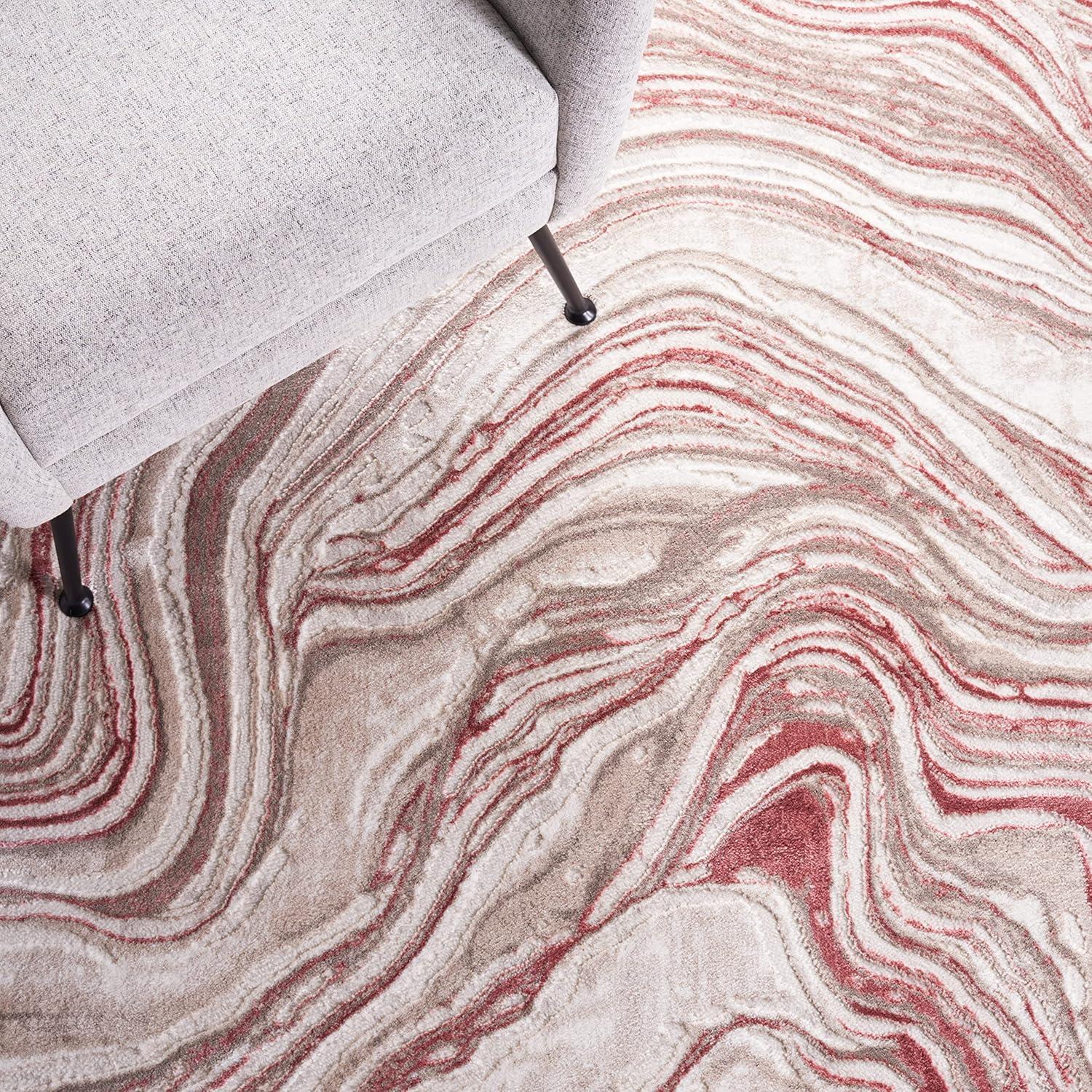 image:imageSAFAVIEH Area Rug 8x10 Meadow Collection Large Rust amp Ivory Modern Abstract Design NonShedding amp Easy Cleaning Ideal for Living Room Bedroom Office Dining Space MDW564PPinkBeige