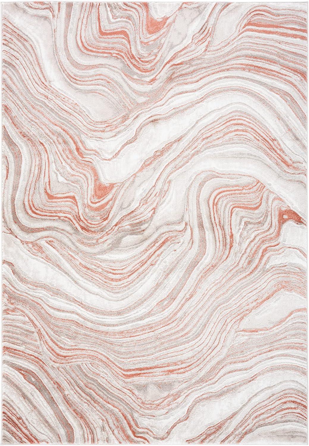image:imageSAFAVIEH Area Rug 8x10 Meadow Collection Large Rust amp Ivory Modern Abstract Design NonShedding amp Easy Cleaning Ideal for Living Room Bedroom Office Dining Space MDW564PRustIvory