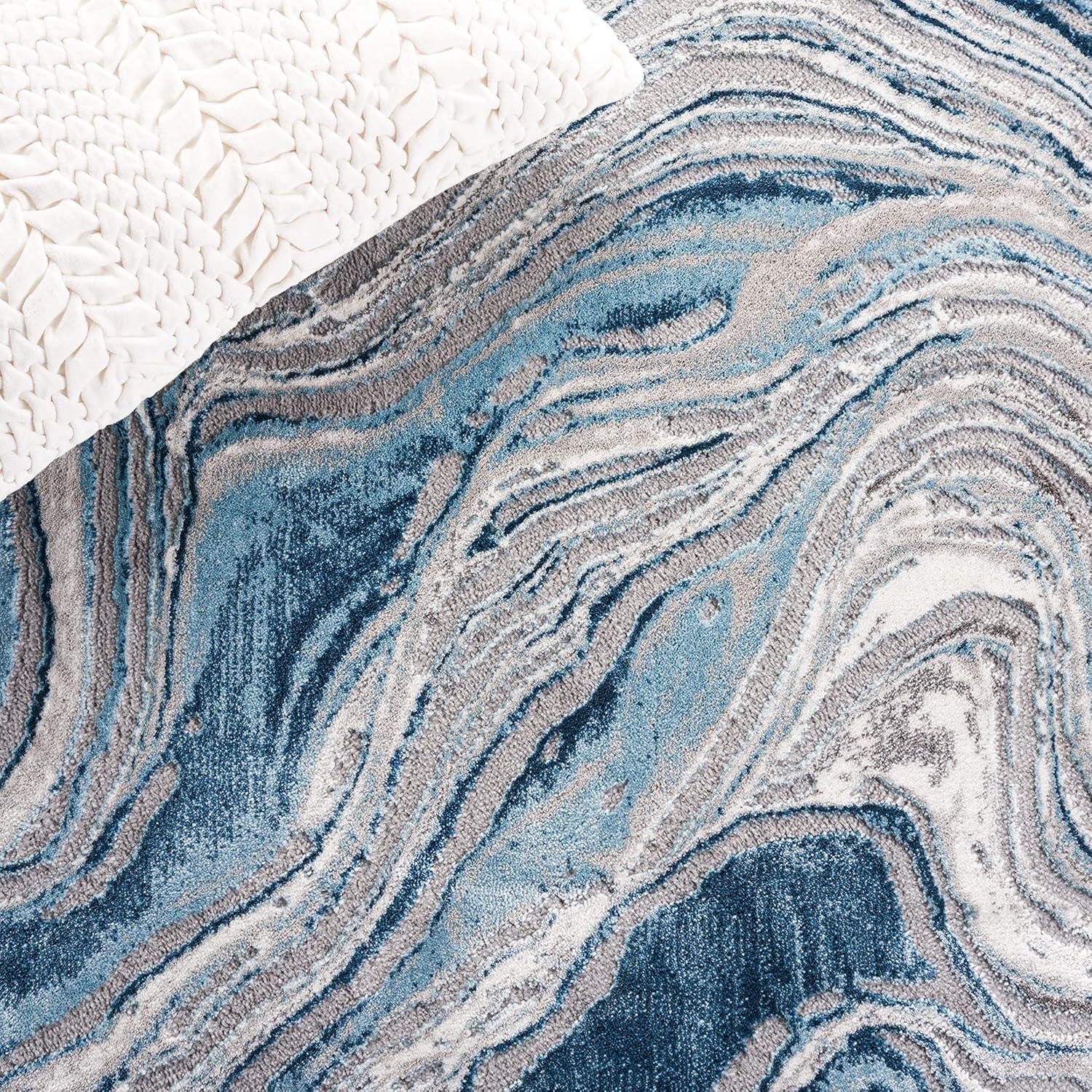 image:imageSAFAVIEH Area Rug 8x10 Meadow Collection Large Rust amp Ivory Modern Abstract Design NonShedding amp Easy Cleaning Ideal for Living Room Bedroom Office Dining Space MDW564PBlueGrey