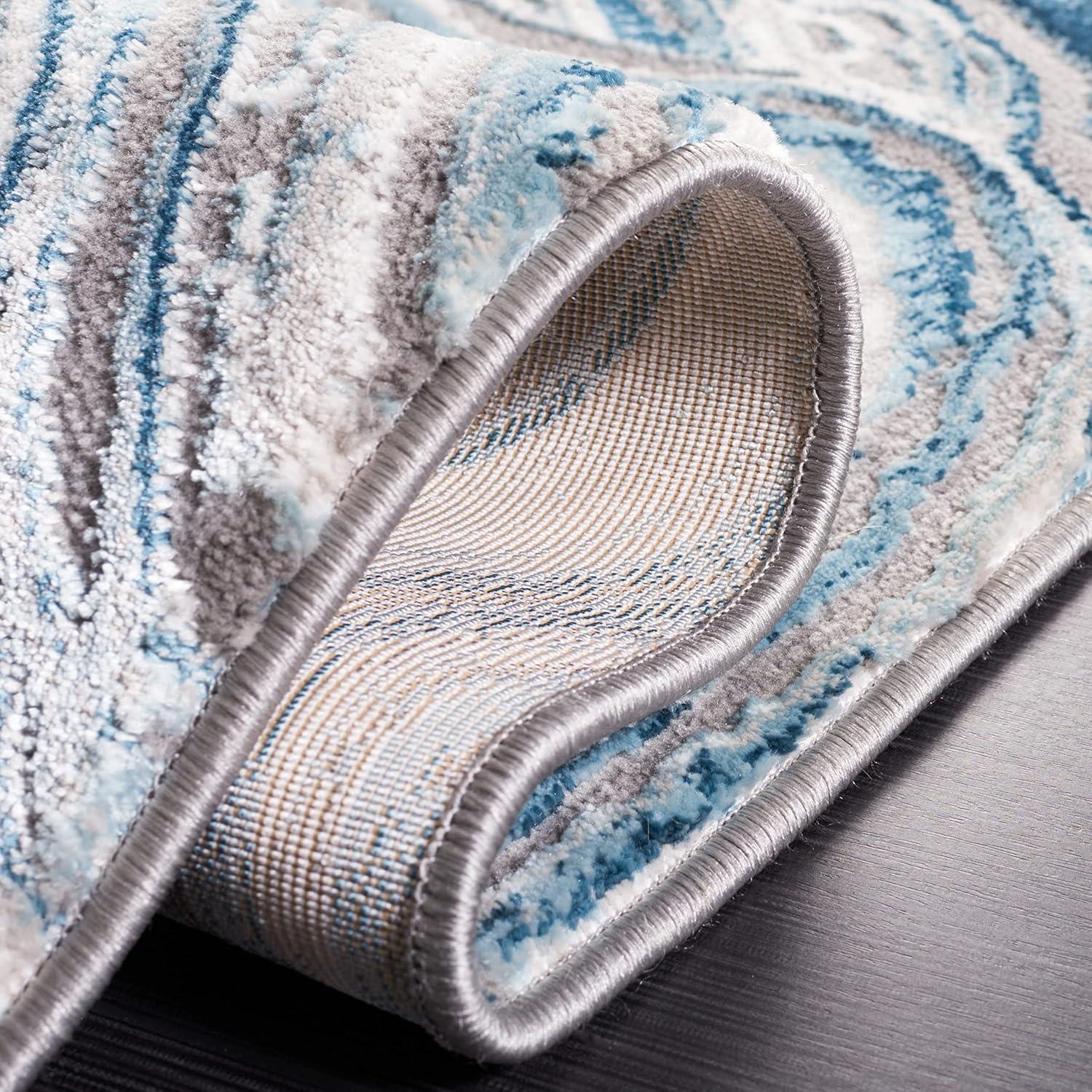 image:imageSAFAVIEH Area Rug 8x10 Meadow Collection Large Rust amp Ivory Modern Abstract Design NonShedding amp Easy Cleaning Ideal for Living Room Bedroom Office Dining Space MDW564PBlueGrey