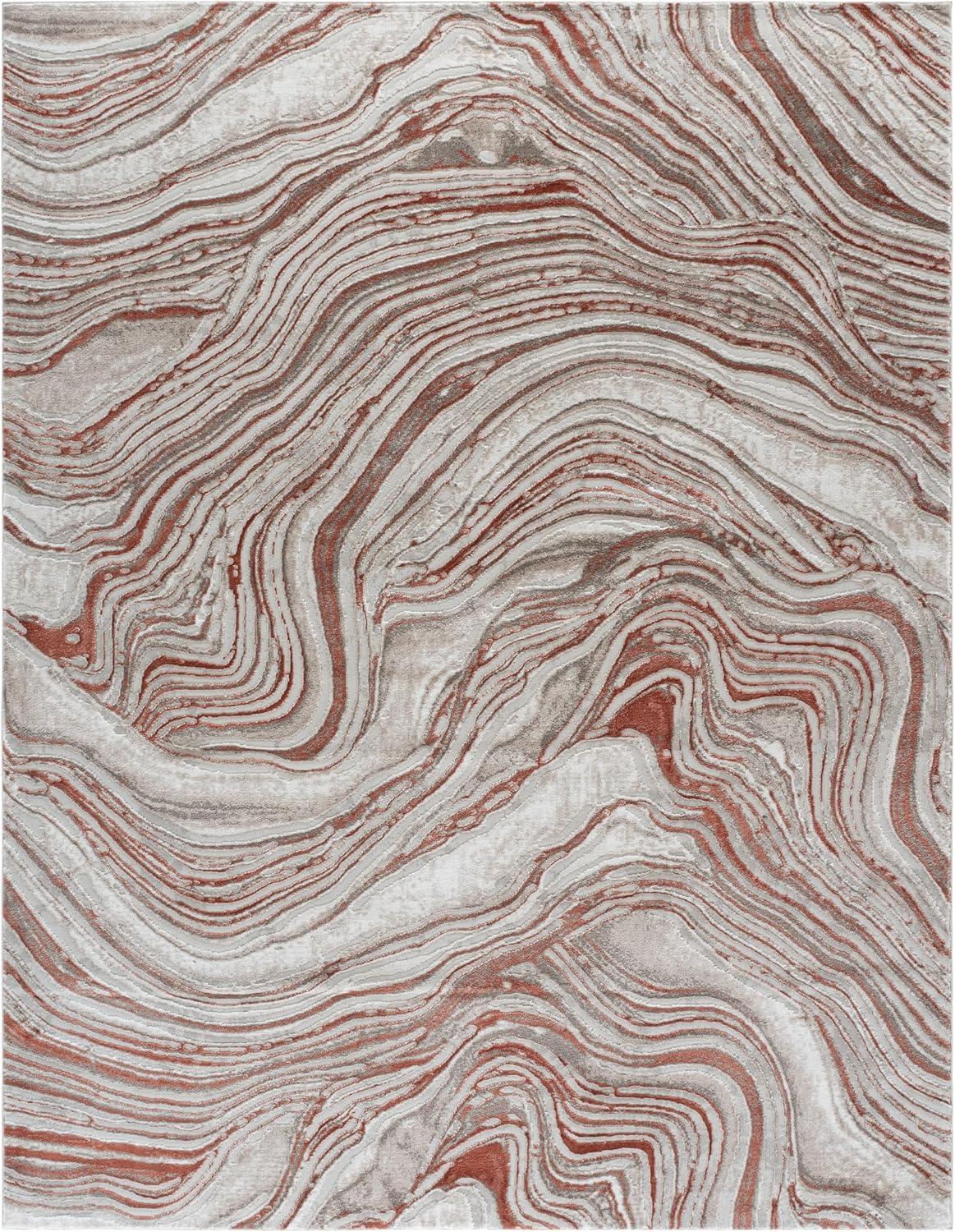 image:imageSAFAVIEH Area Rug 8x10 Meadow Collection Large Rust amp Ivory Modern Abstract Design NonShedding amp Easy Cleaning Ideal for Living Room Bedroom Office Dining Space MDW564PRustIvory
