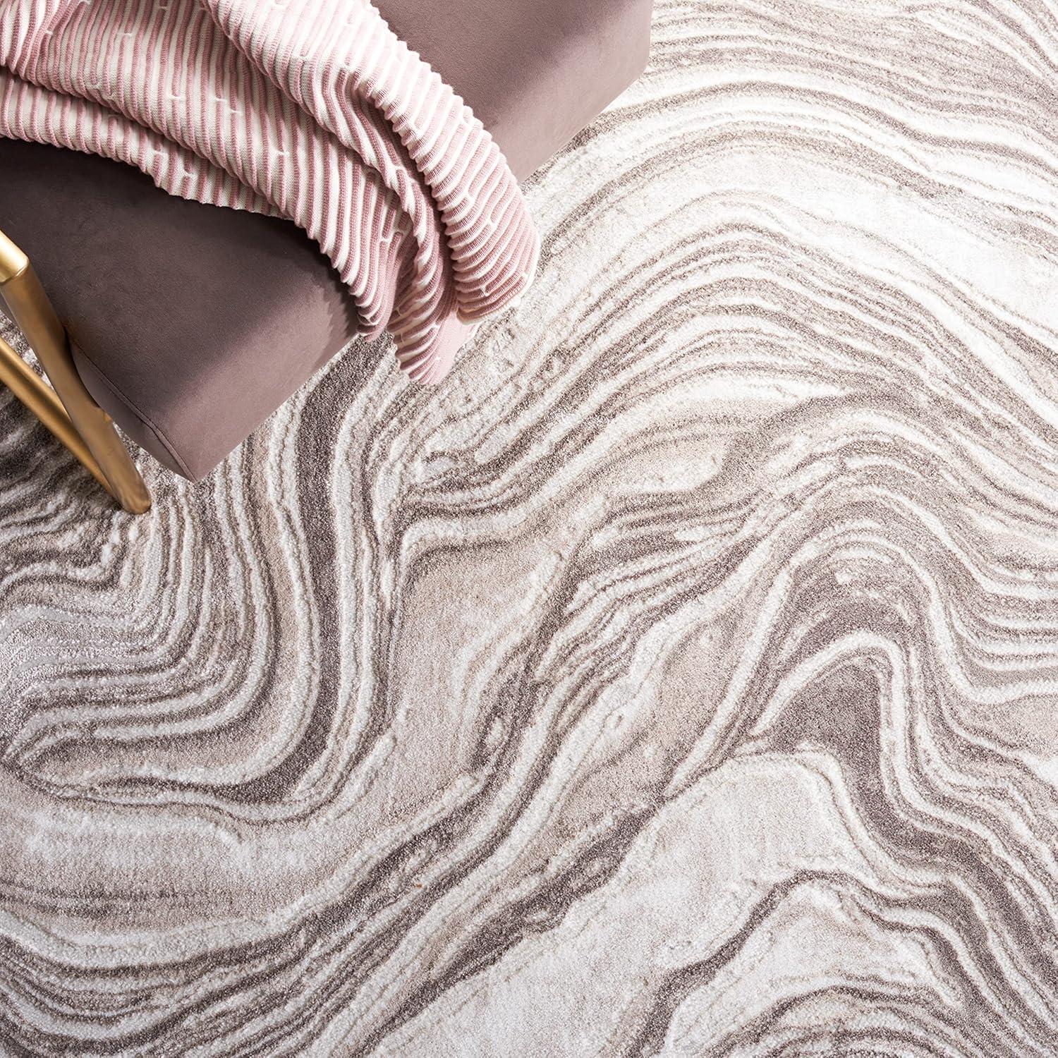 image:imageSAFAVIEH Area Rug 8x10 Meadow Collection Large Rust amp Ivory Modern Abstract Design NonShedding amp Easy Cleaning Ideal for Living Room Bedroom Office Dining Space MDW564PBeige