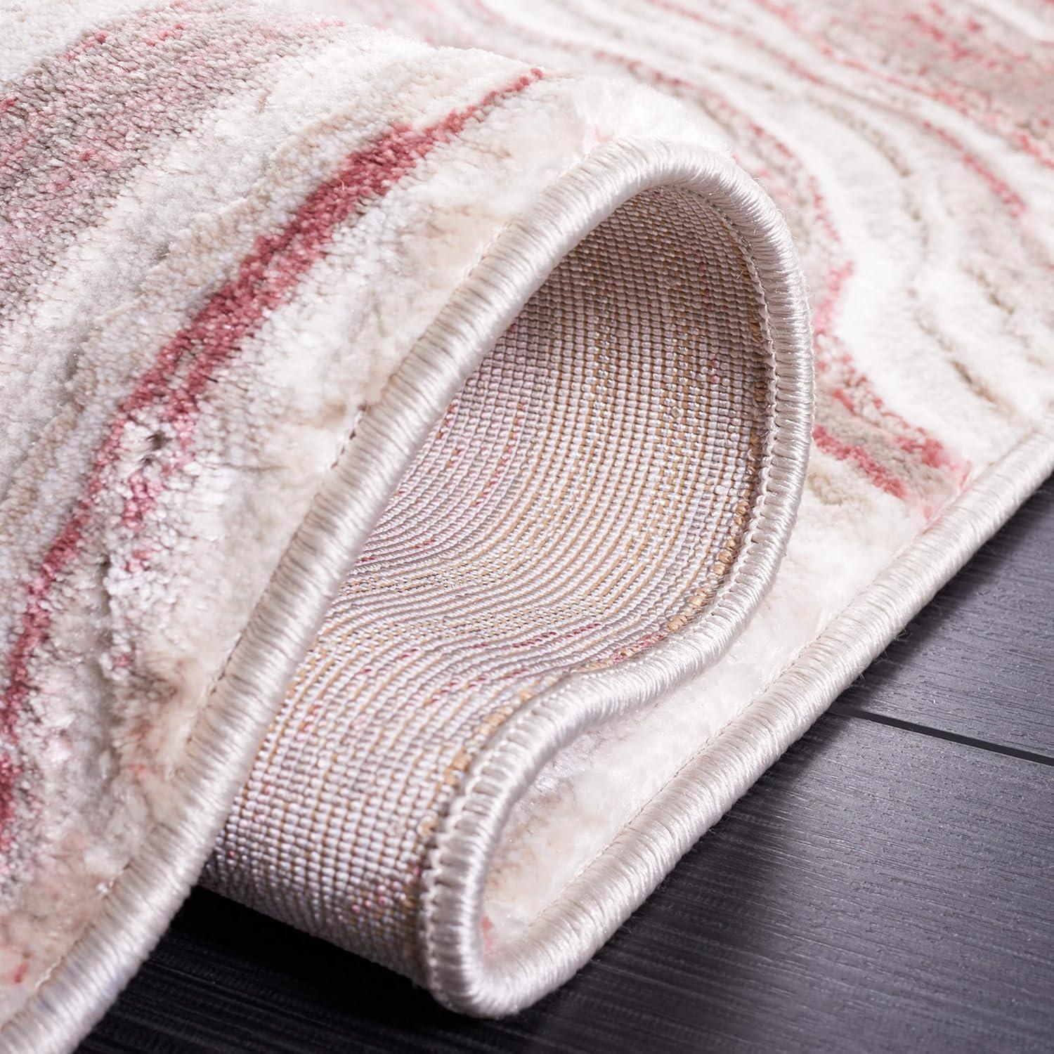 image:imageSAFAVIEH Area Rug 8x10 Meadow Collection Large Rust amp Ivory Modern Abstract Design NonShedding amp Easy Cleaning Ideal for Living Room Bedroom Office Dining Space MDW564PPinkBeige