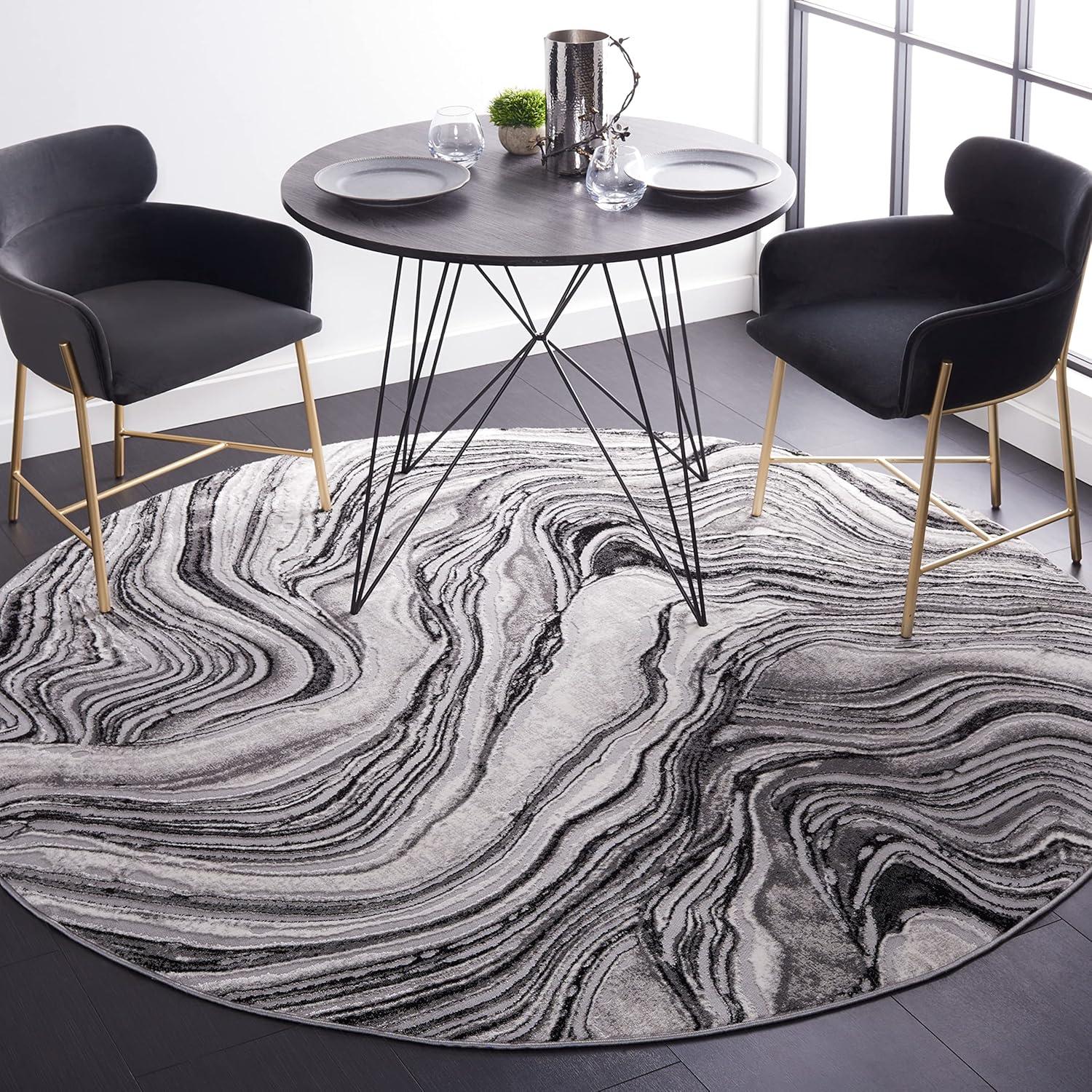 image:imageSAFAVIEH Area Rug 8x10 Meadow Collection Large Rust amp Ivory Modern Abstract Design NonShedding amp Easy Cleaning Ideal for Living Room Bedroom Office Dining Space MDW564PBlackGrey