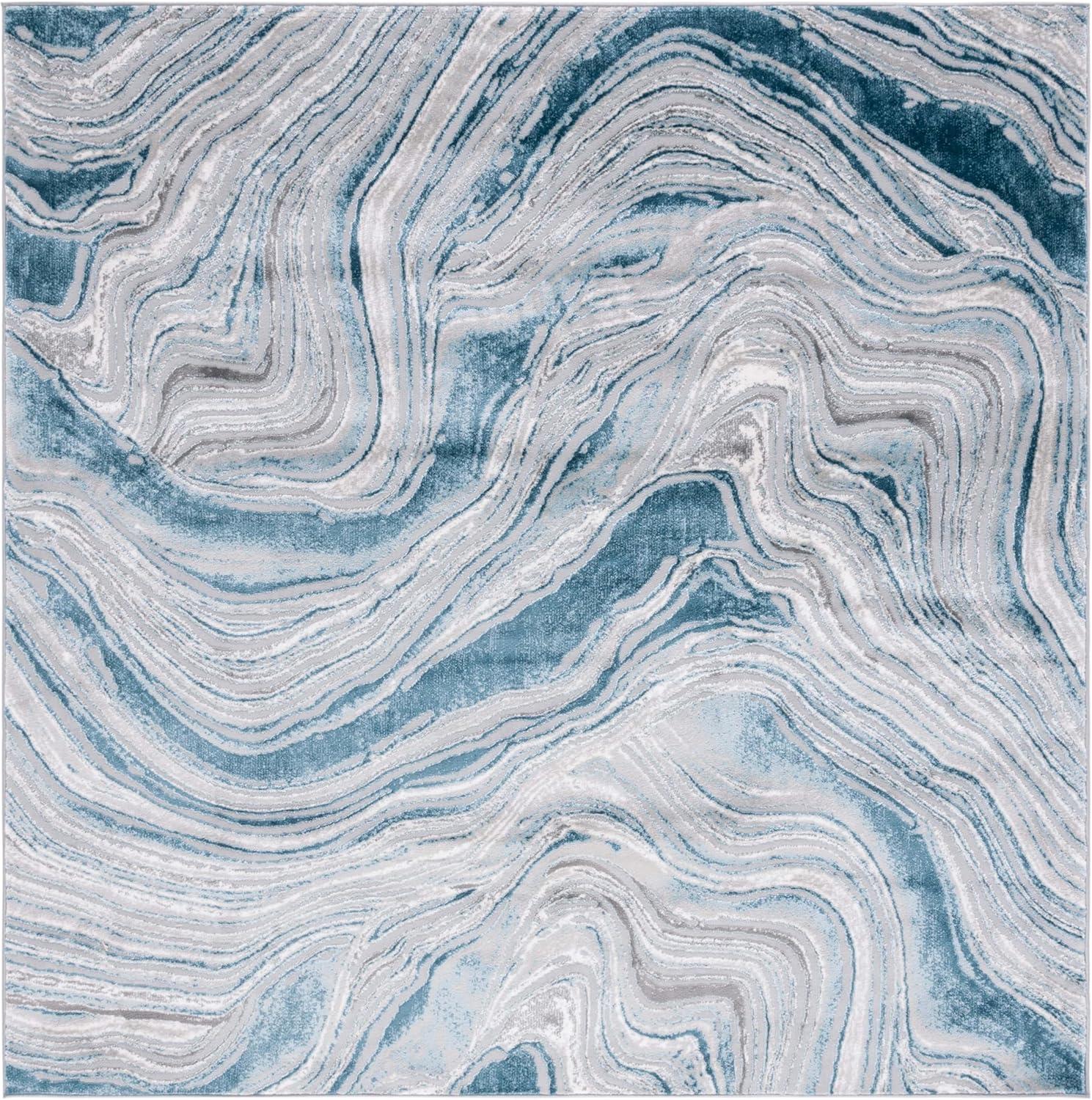 image:imageSAFAVIEH Area Rug 8x10 Meadow Collection Large Rust amp Ivory Modern Abstract Design NonShedding amp Easy Cleaning Ideal for Living Room Bedroom Office Dining Space MDW564PBlueGrey