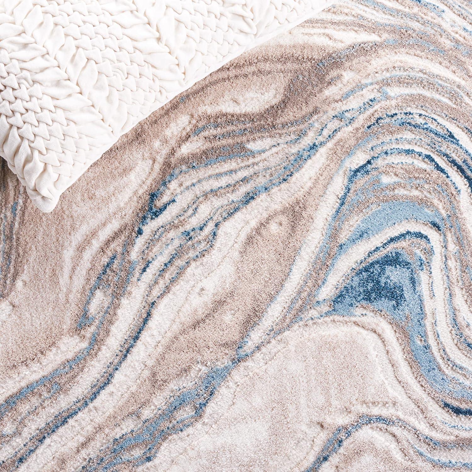 image:imageSAFAVIEH Area Rug 8x10 Meadow Collection Large Rust amp Ivory Modern Abstract Design NonShedding amp Easy Cleaning Ideal for Living Room Bedroom Office Dining Space MDW564PBeigeBlue