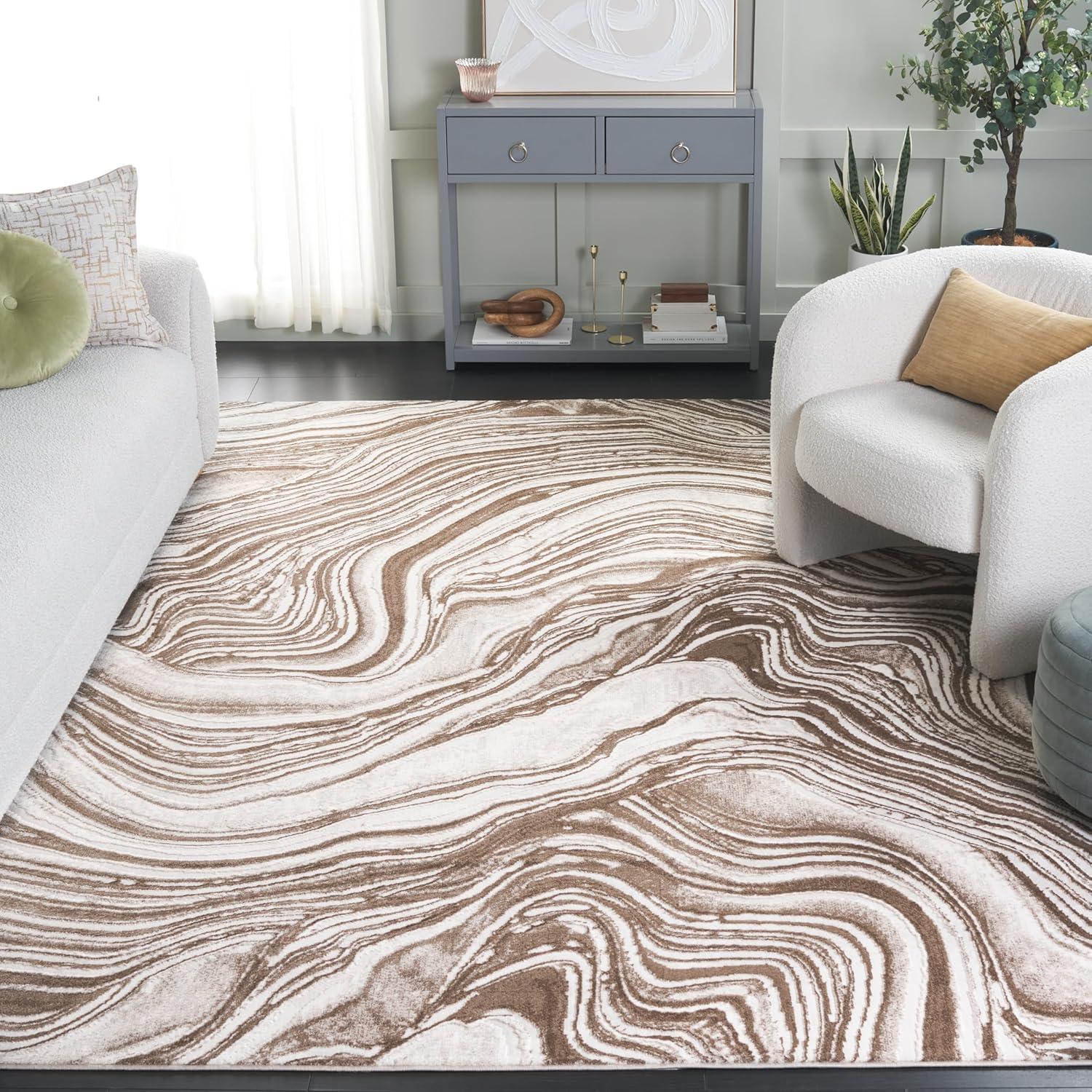 image:imageSAFAVIEH Area Rug 8x10 Meadow Collection Large Rust amp Ivory Modern Abstract Design NonShedding amp Easy Cleaning Ideal for Living Room Bedroom Office Dining Space MDW564PBeigeBrown