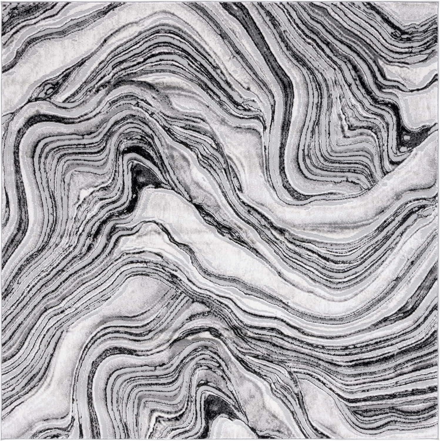 image:imageSAFAVIEH Area Rug 8x10 Meadow Collection Large Rust amp Ivory Modern Abstract Design NonShedding amp Easy Cleaning Ideal for Living Room Bedroom Office Dining Space MDW564PBlackGrey