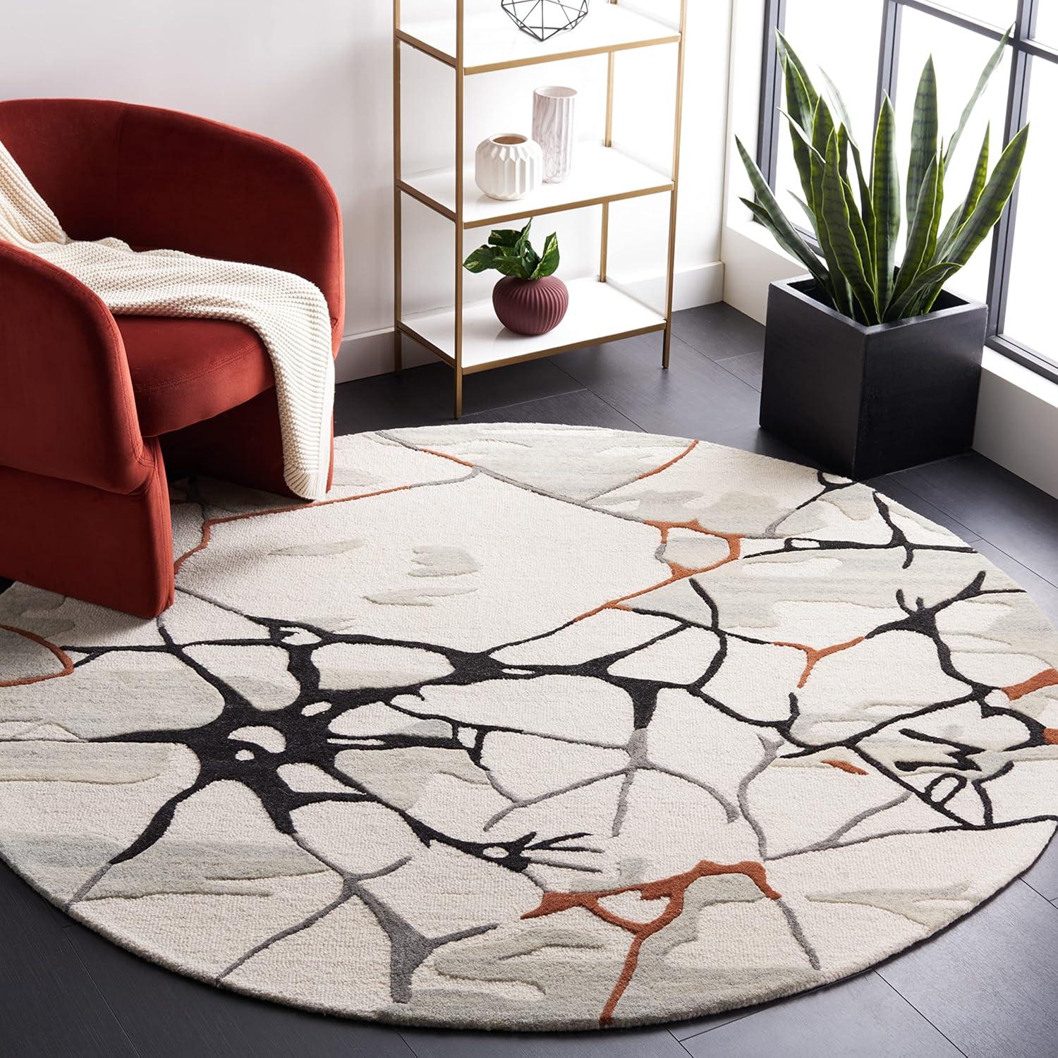 image:imageSAFAVIEH Area Rug 8x10 Metro Collection Large Ivory amp Grey Handmade Wool Ideal for Living Room Bedroom Office Dining Space MET884FIvoryGrey