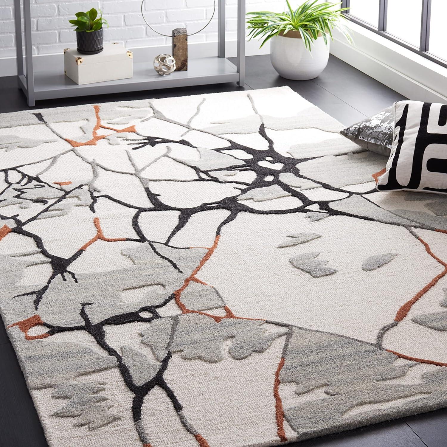 image:imageSAFAVIEH Area Rug 8x10 Metro Collection Large Ivory amp Grey Handmade Wool Ideal for Living Room Bedroom Office Dining Space MET884FIvoryGrey